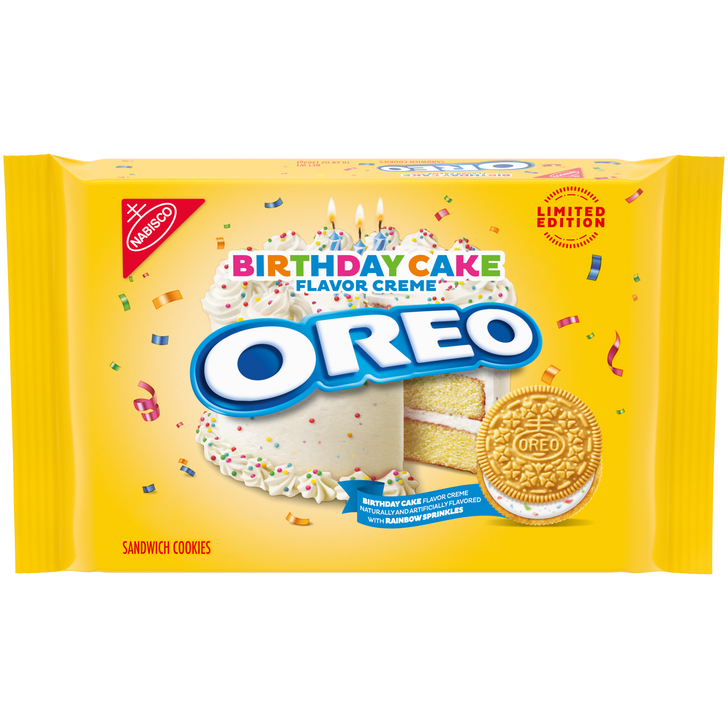 Oreo Limited Edition Birthday Cake Flavor Creme Sandwich Cookies 10.68oz