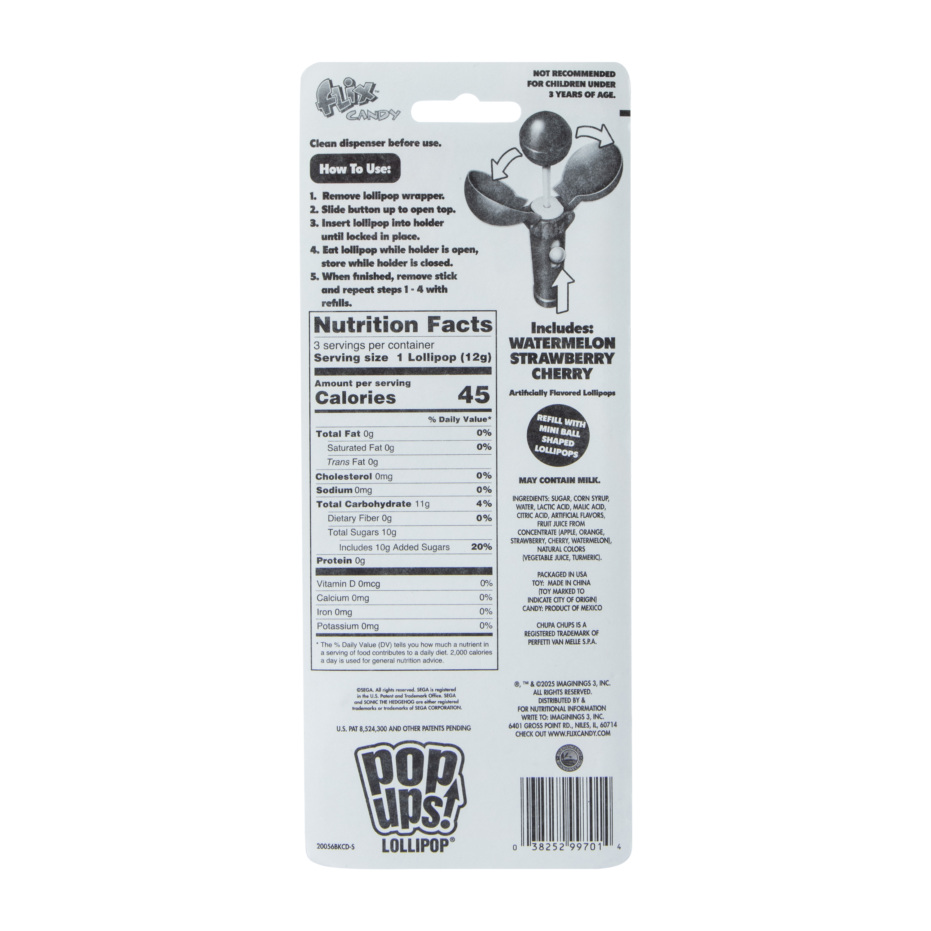 Sonic The Hedgehog™ Pop Ups!® Flix™ Candy 1.26oz (Styles May Vary)