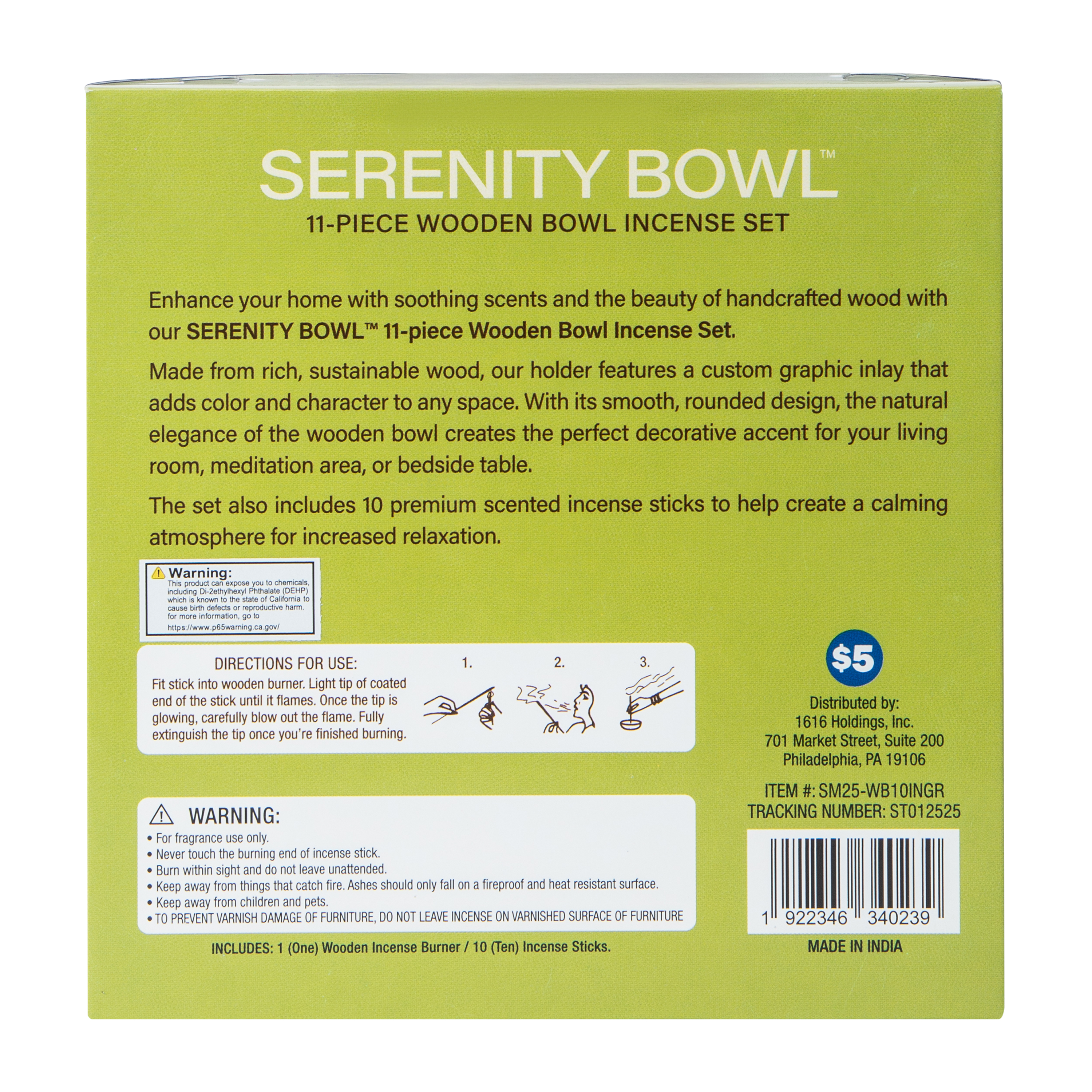 Serenity Bowl Wooden Incense Set 11-Piece