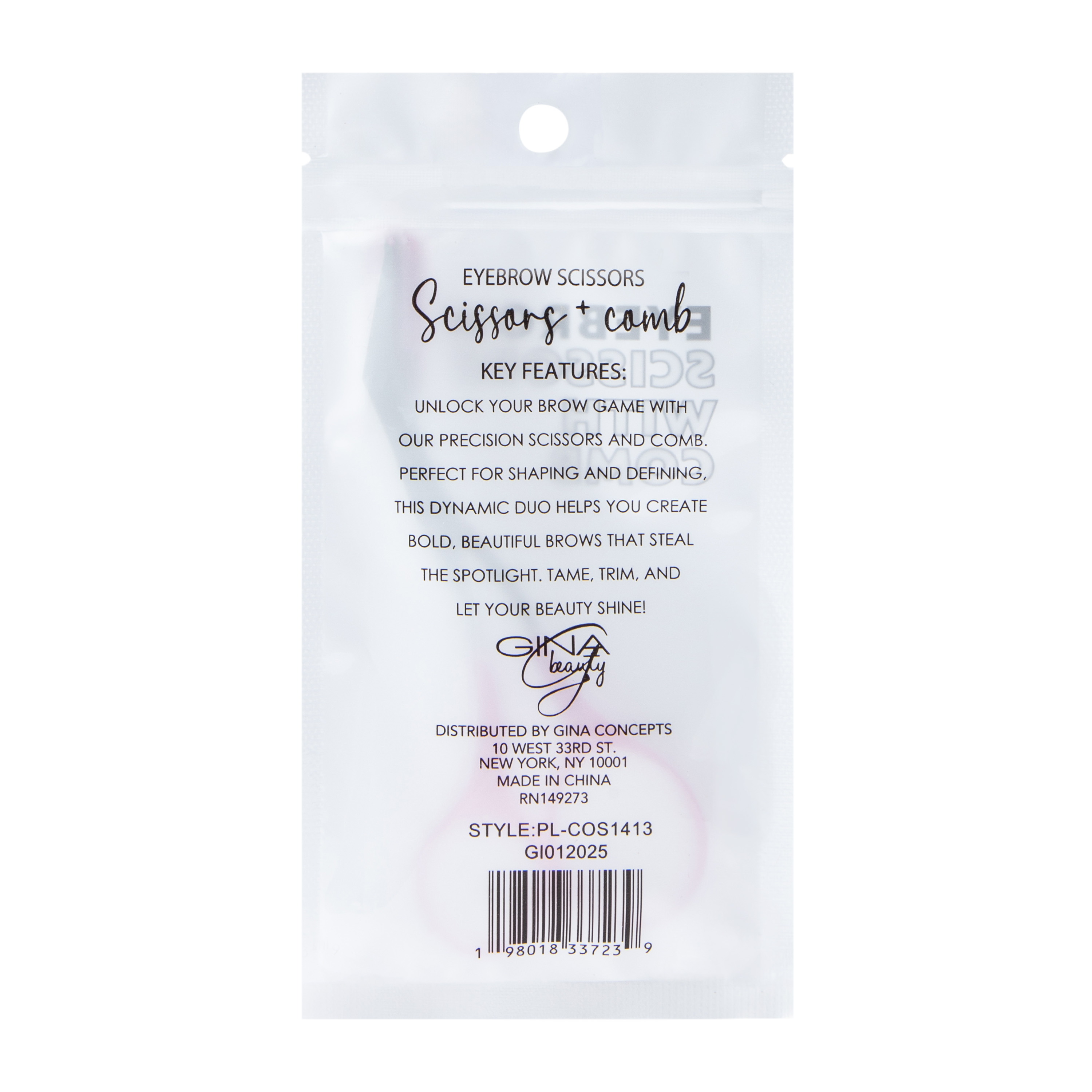 Gina Beauty Eyebrow Scissors With Comb