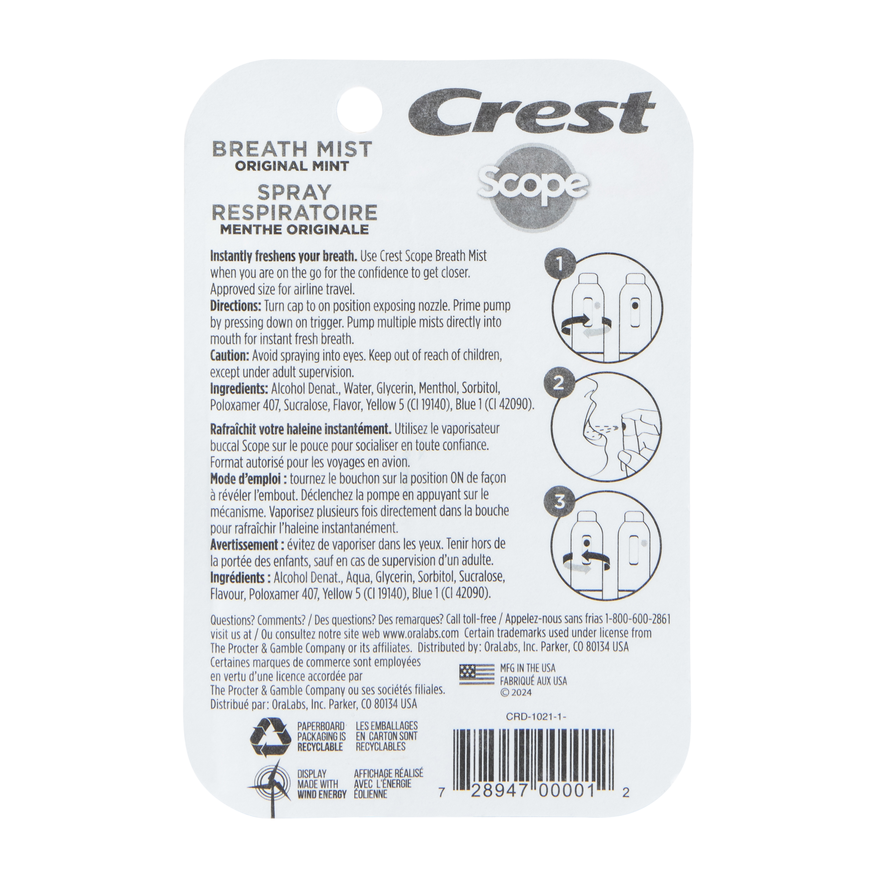 Crest Scope Cool Peppermint Breath Mist 0.24oz