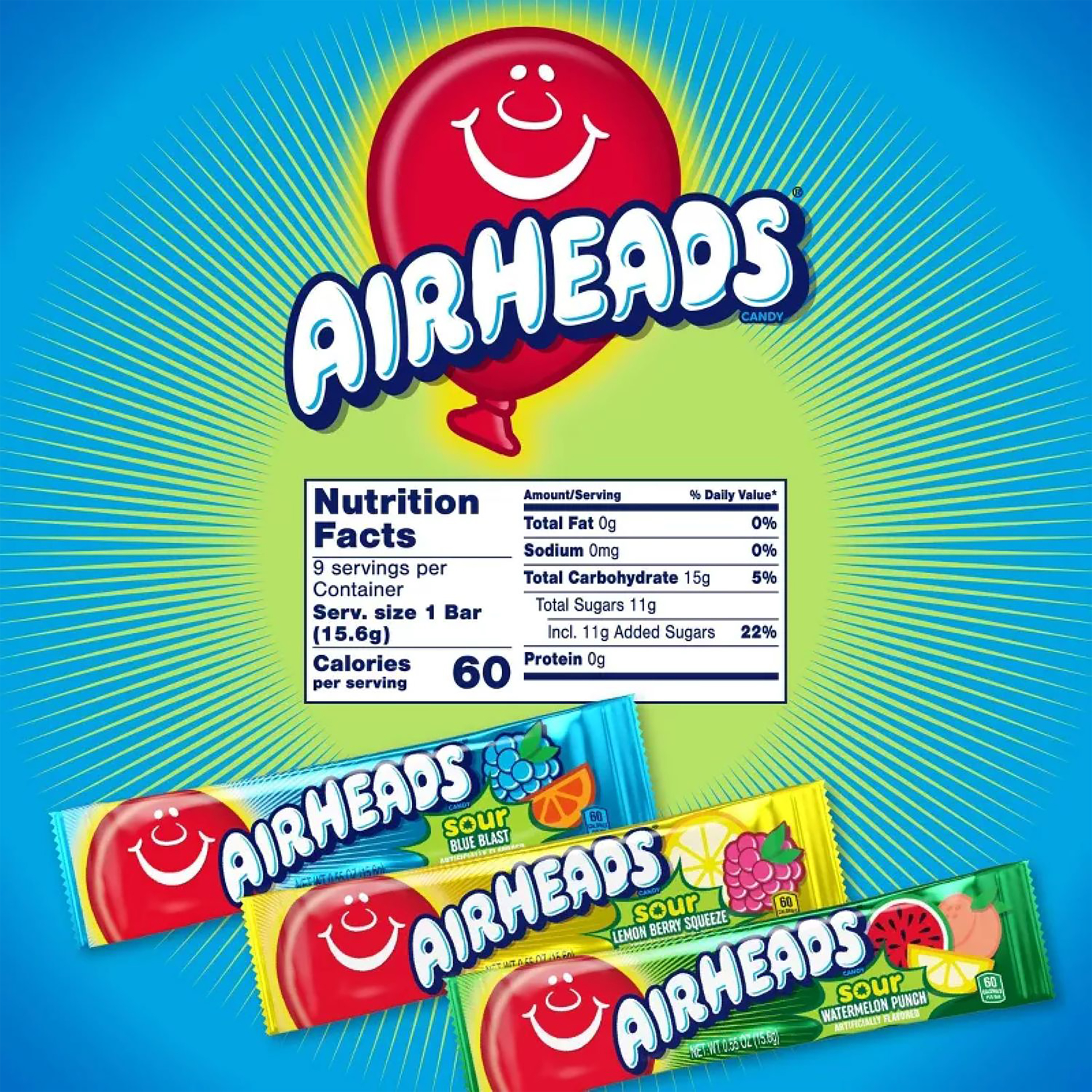 Airheads® Sour 8 Bars Candy 4.37oz