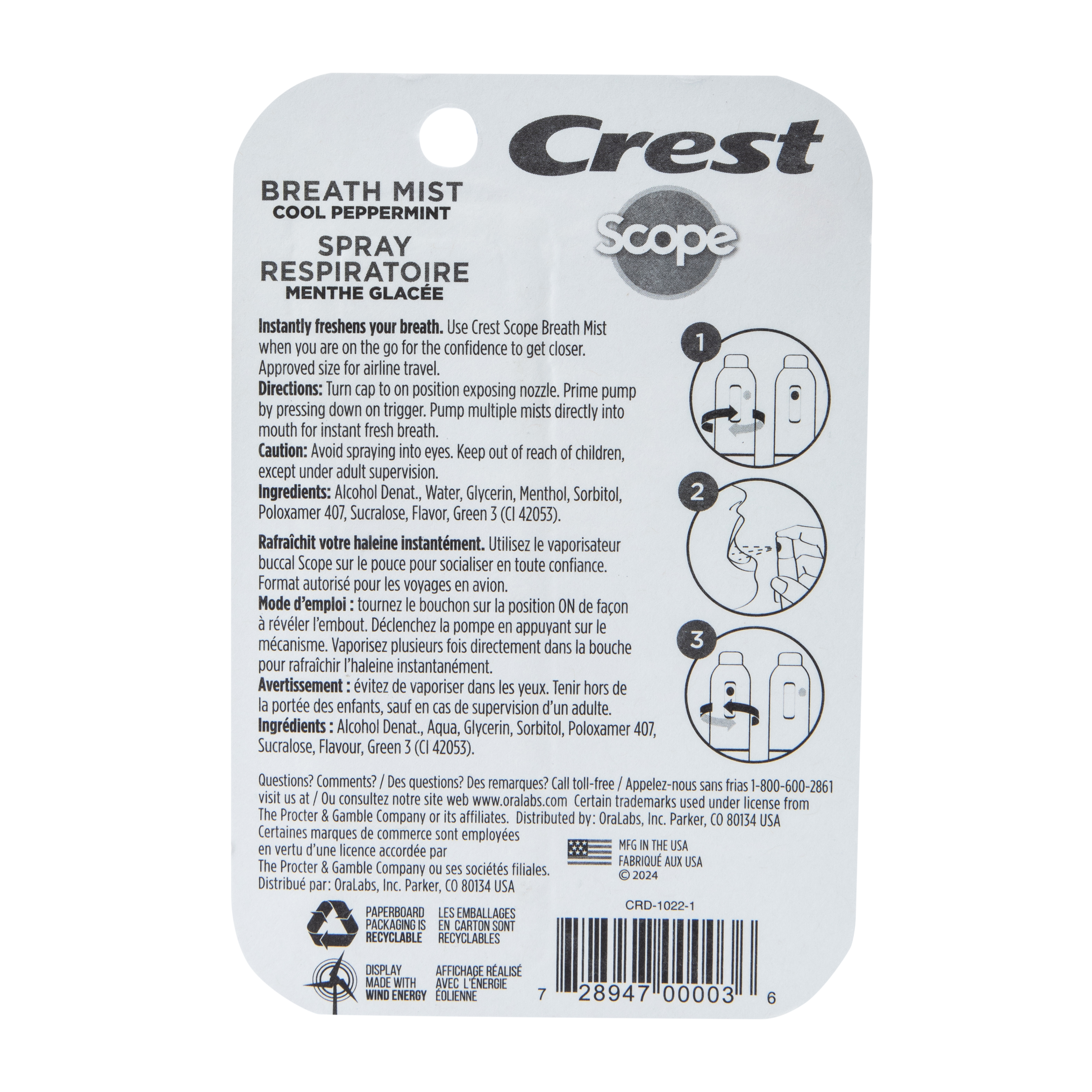Crest Scope Cool Peppermint Breath Mist 0.24oz