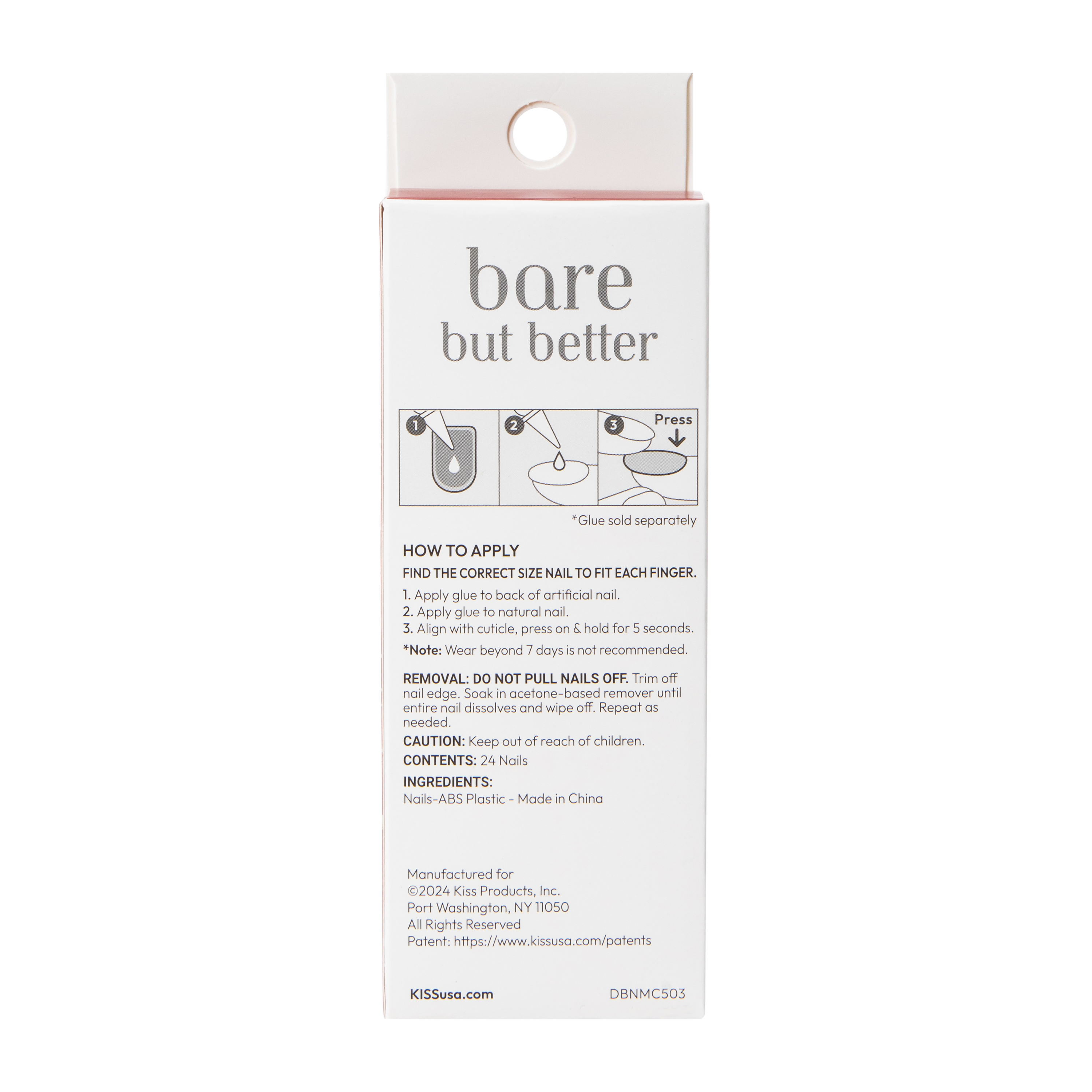 Kiss® Bare But Better Bordeaux Nails 24-Count