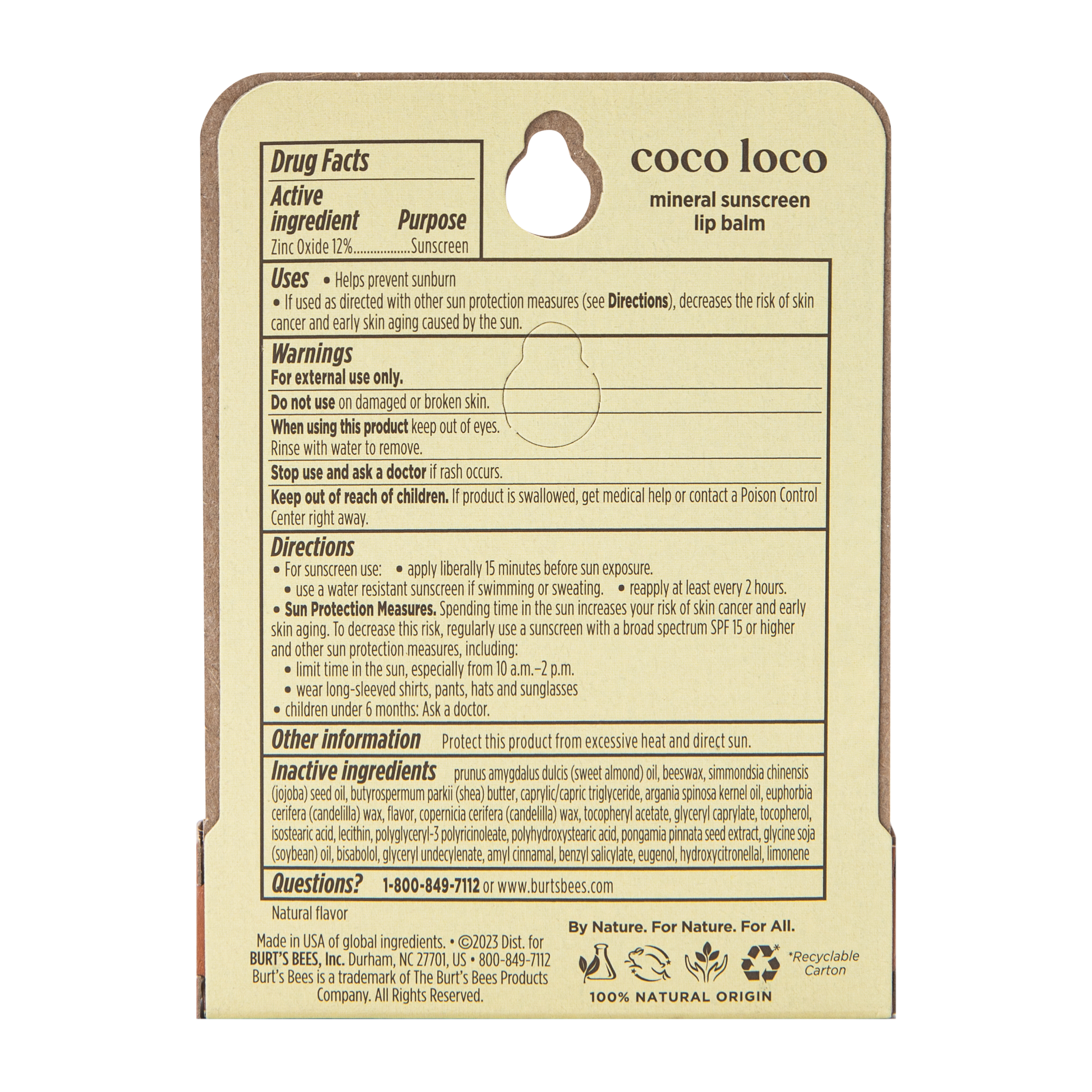 Burt Bees® Sun Care Coco Loco Lip Balm 0.15oz