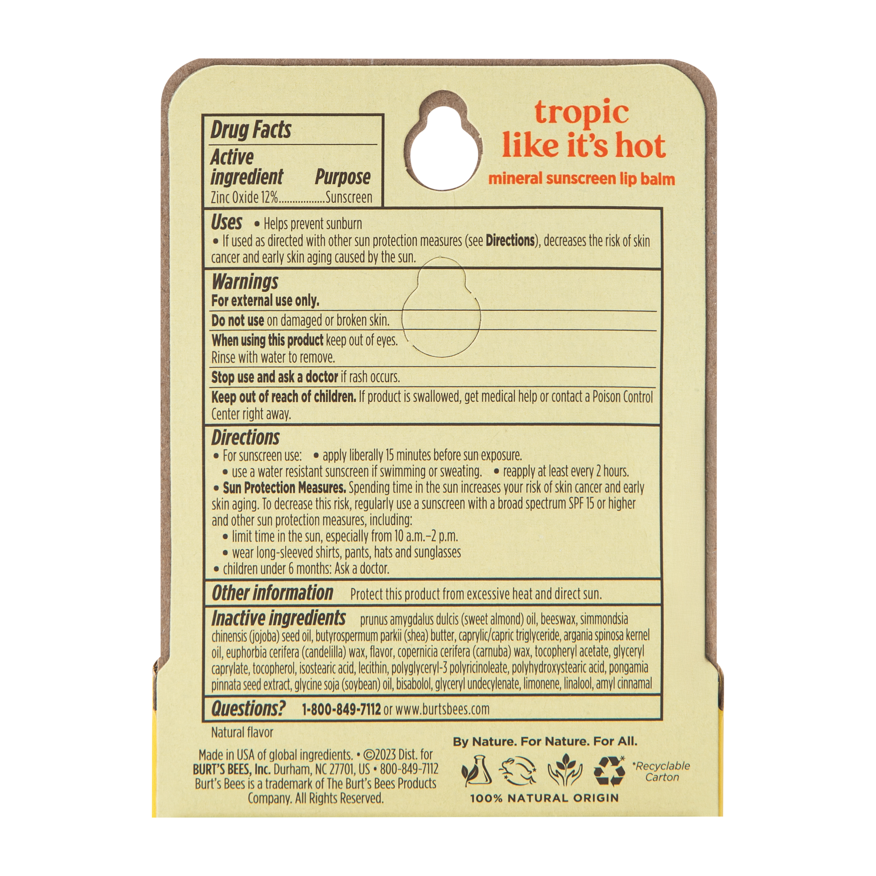 Burt Bees® Sun Care Tropic Like It's Hot Lip Balm 0.15oz