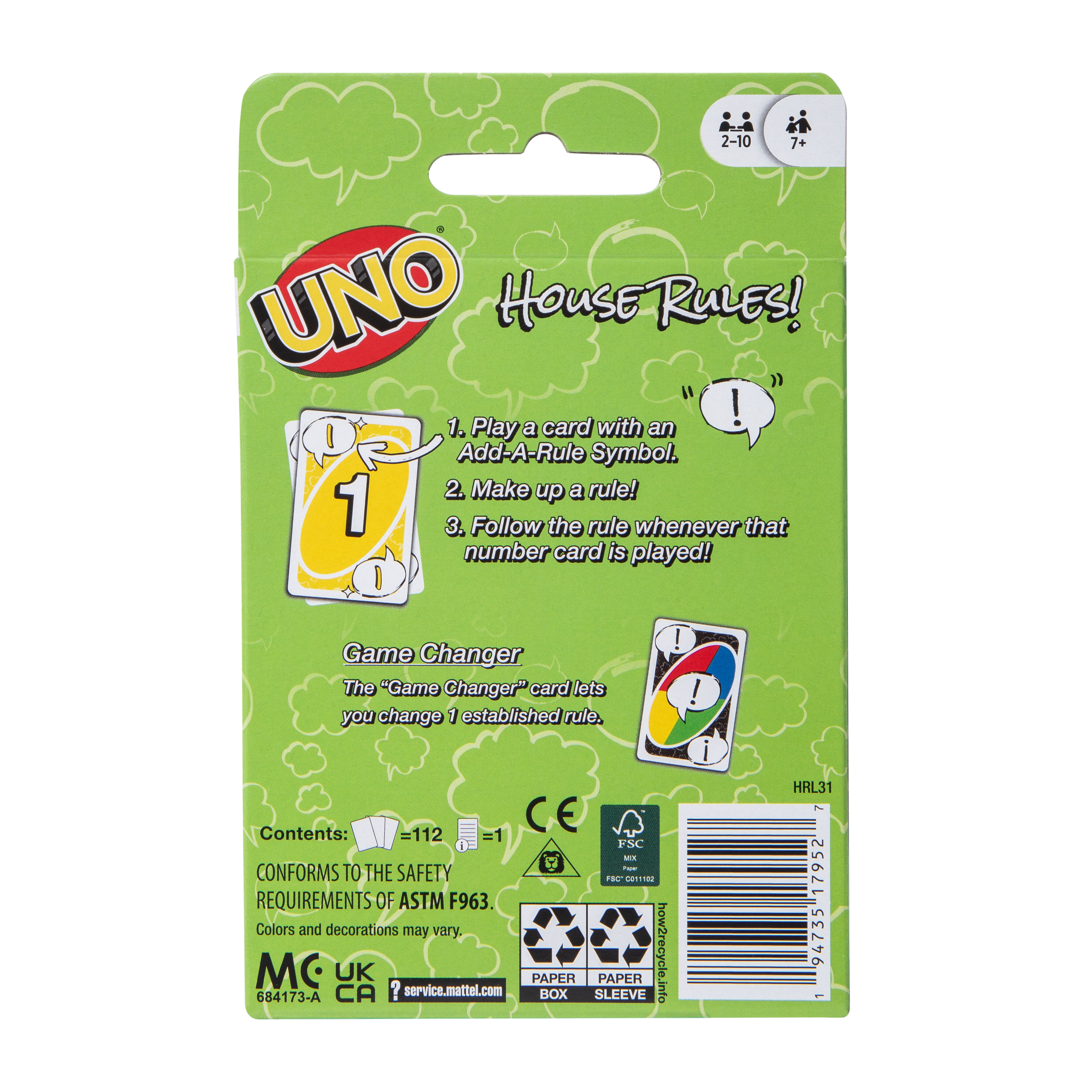 Uno® House Rules! Card Game