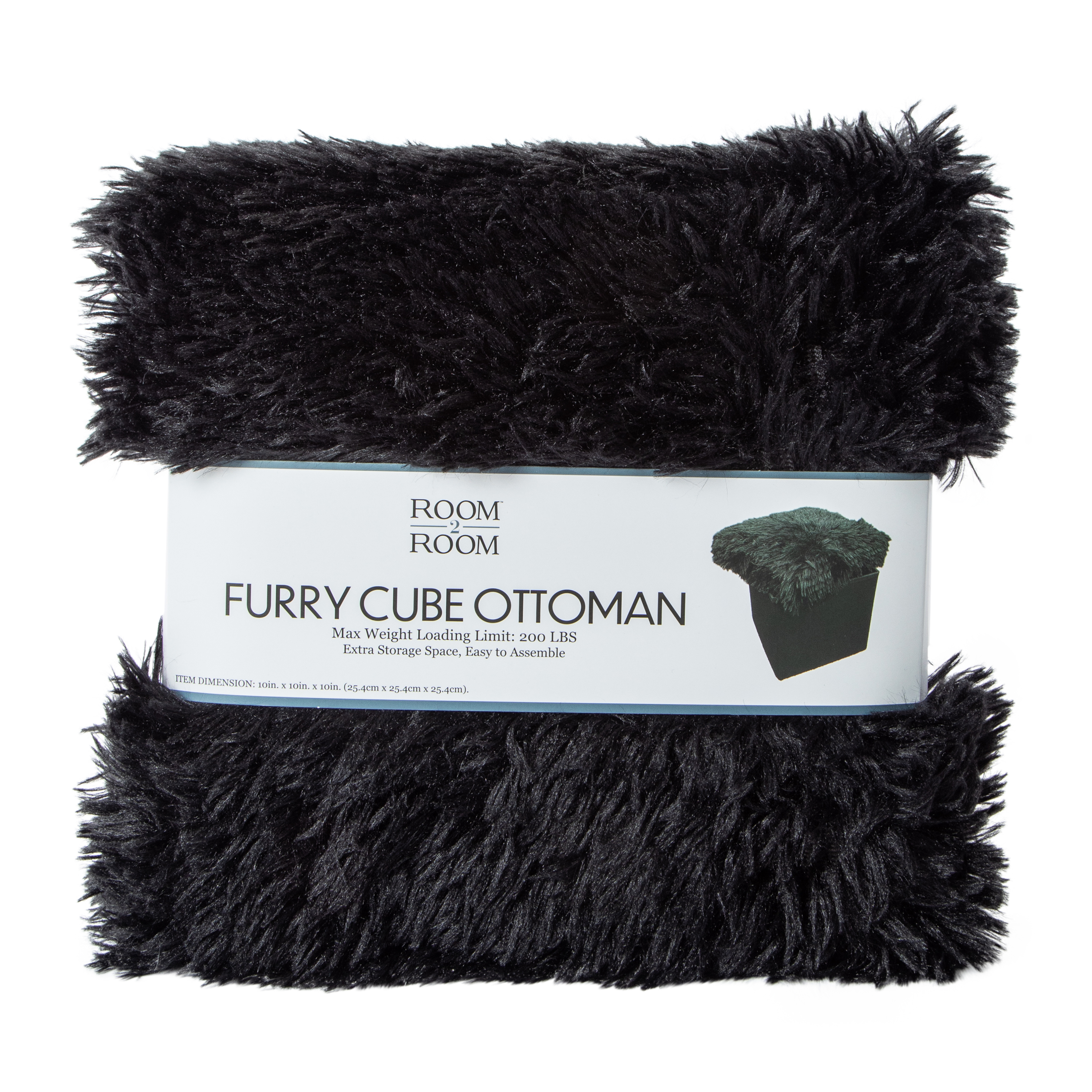 Furry Cube Ottoman 10inx10in