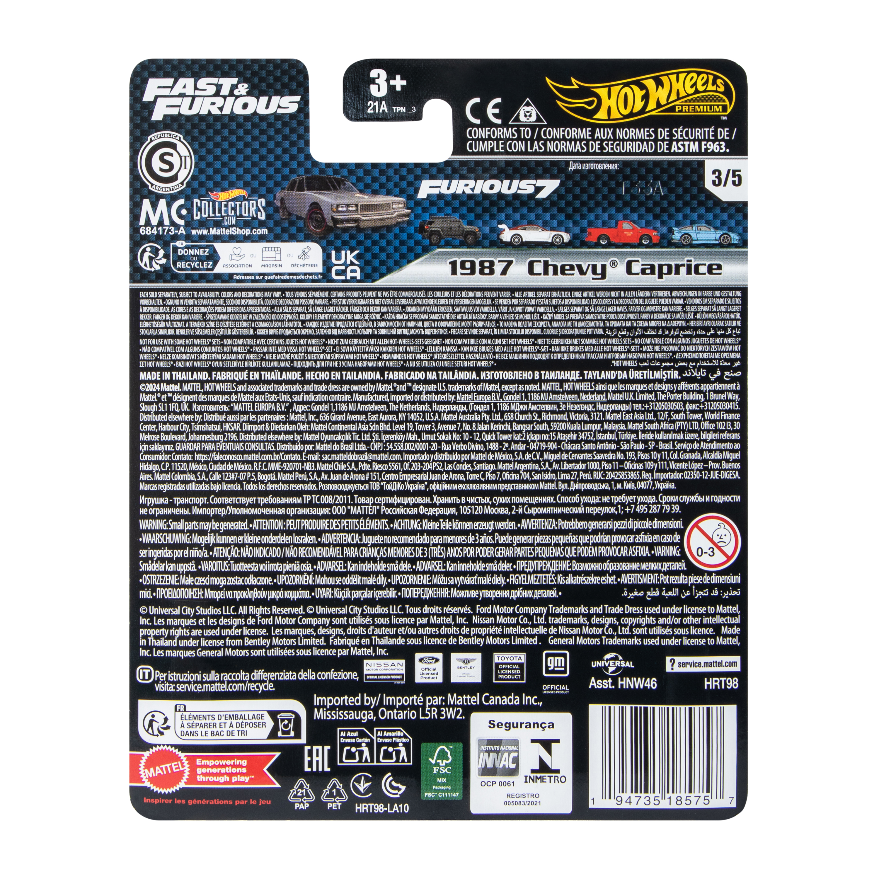 Hot Wheels™ Premium Fast & Furious 1987 Chevy® Caprice Toy