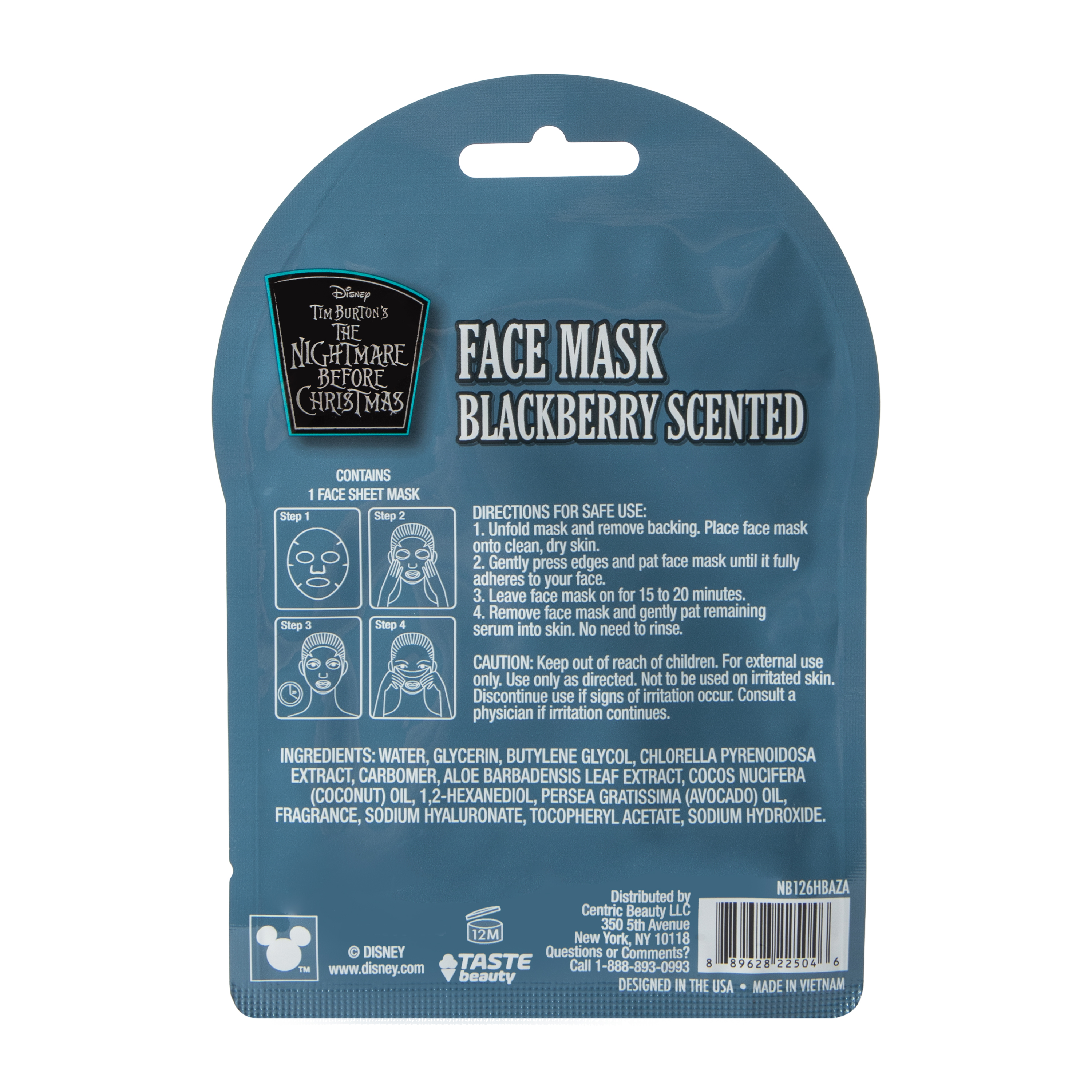 Disney Tim Burton's The Nightmare Before Christmas Blueberry Scented Face Mask 0.67oz