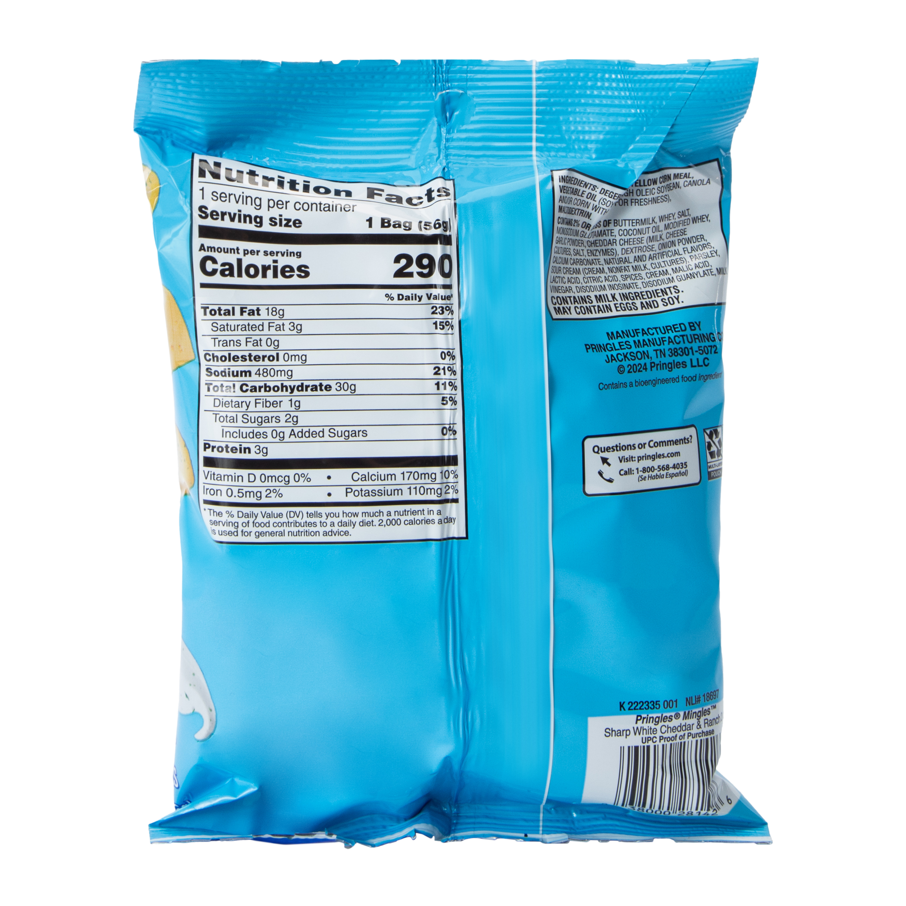 Pringles® Mingles™ Sharp White Cheddar & Ranch Crips 2oz