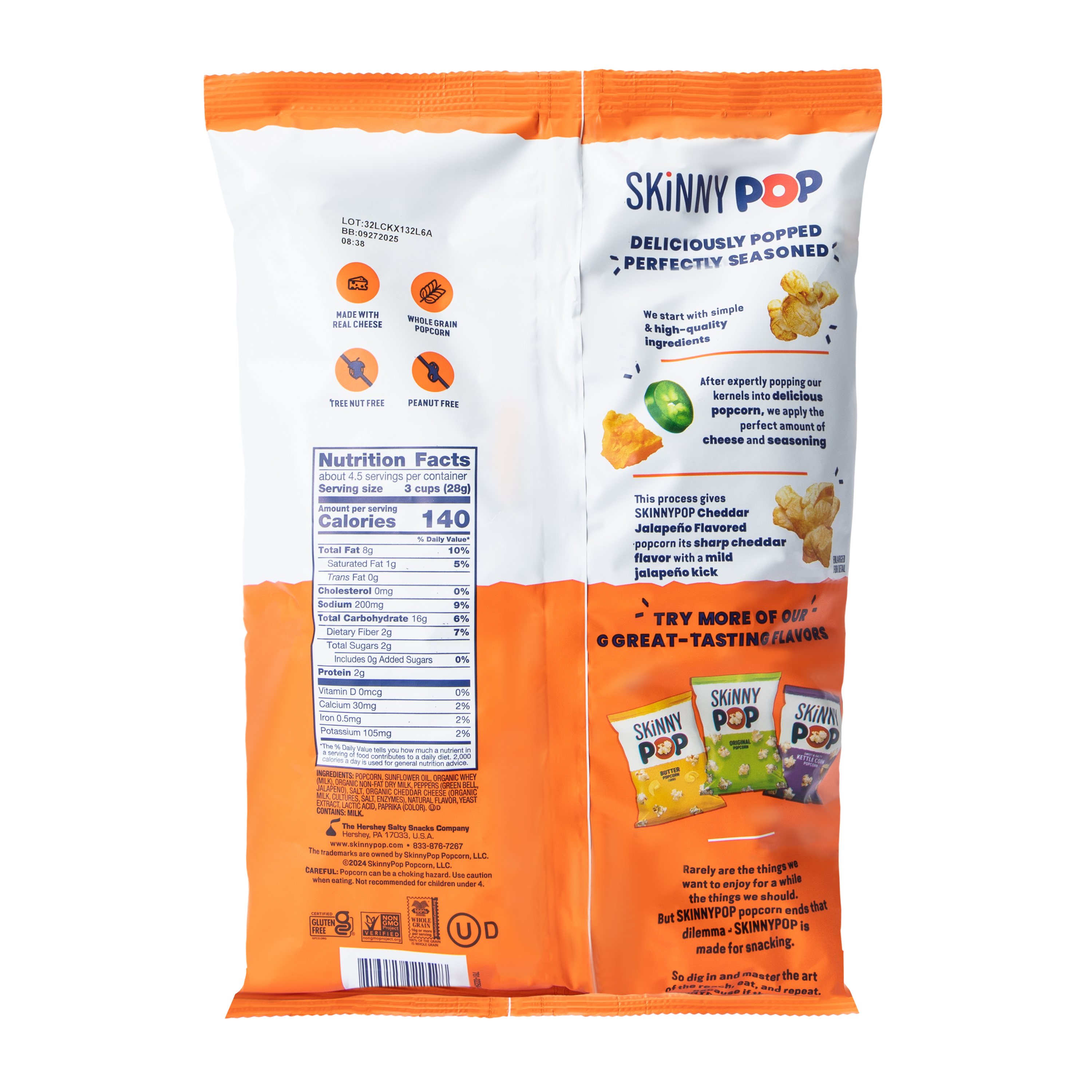 Skinny Pop Cheddar Jalapeno Popcorn 4.4oz
