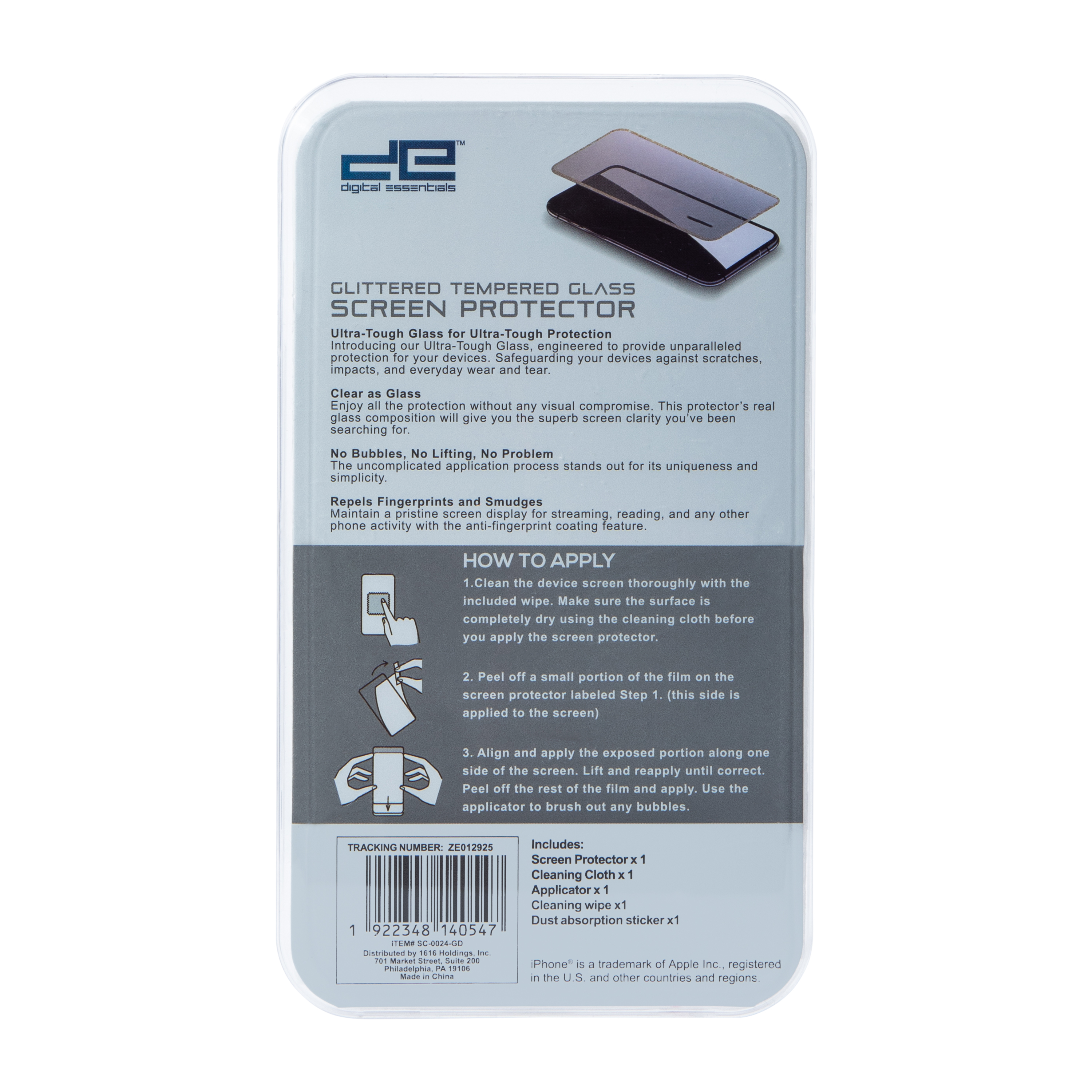 iPhone 11®/Xr® Glitter Ombre Tempered Glass Screen Protector