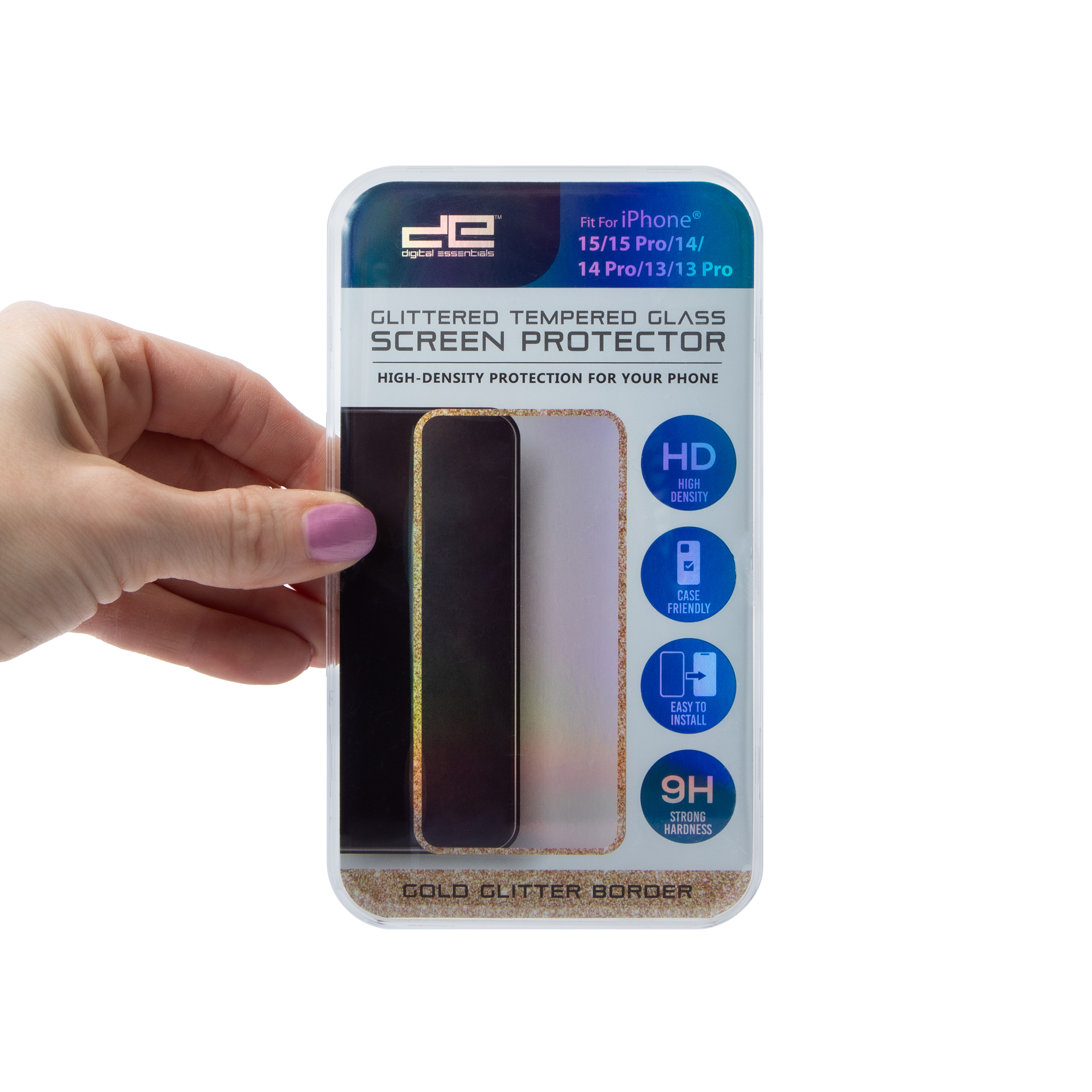 iPhone 15®/14® Glitter Ombre Tempered Glass Screen Protector