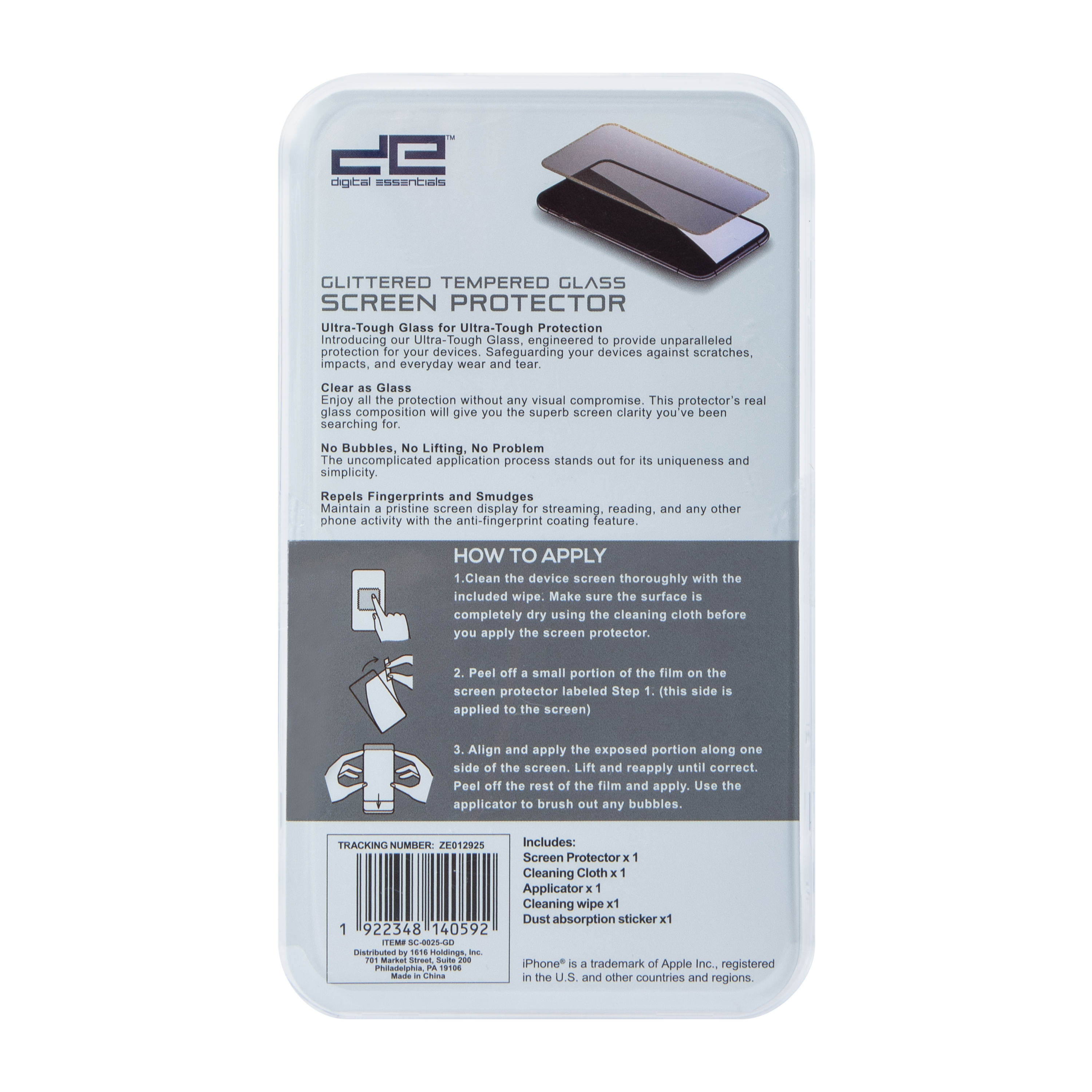 iPhone 15®/14® Glitter Ombre Tempered Glass Screen Protector