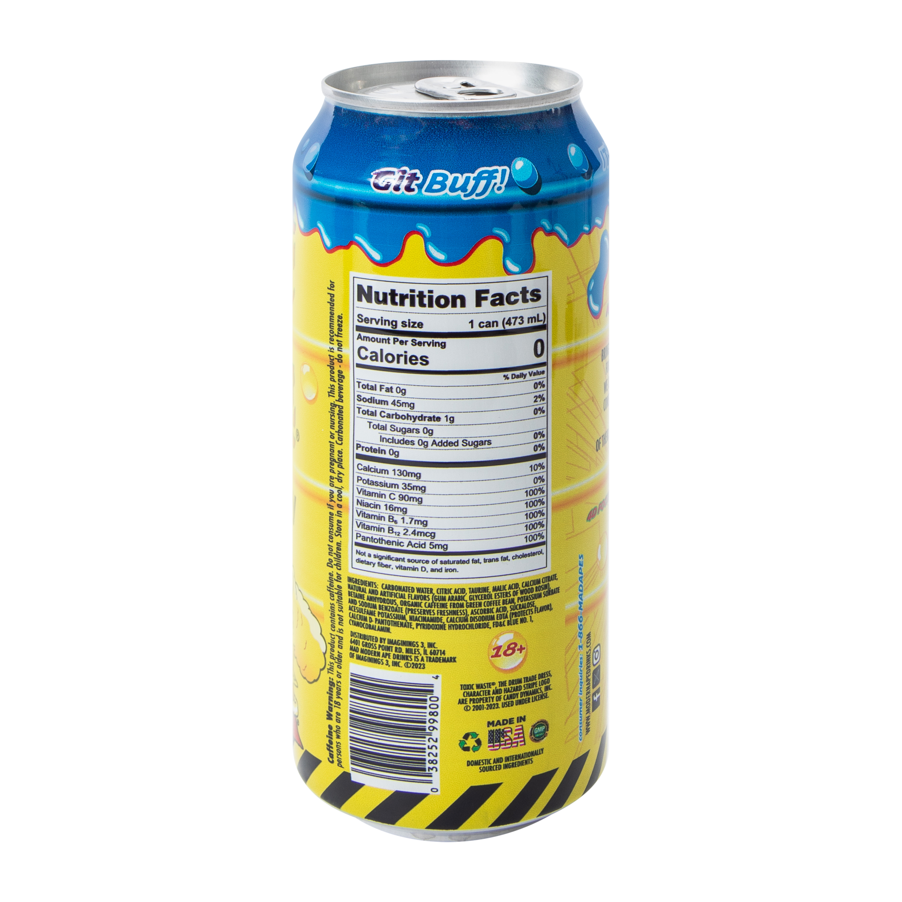 Toxic Waste® Hazardously Satisfying™ Baneful Blue Raspberry Energy Drink 16oz