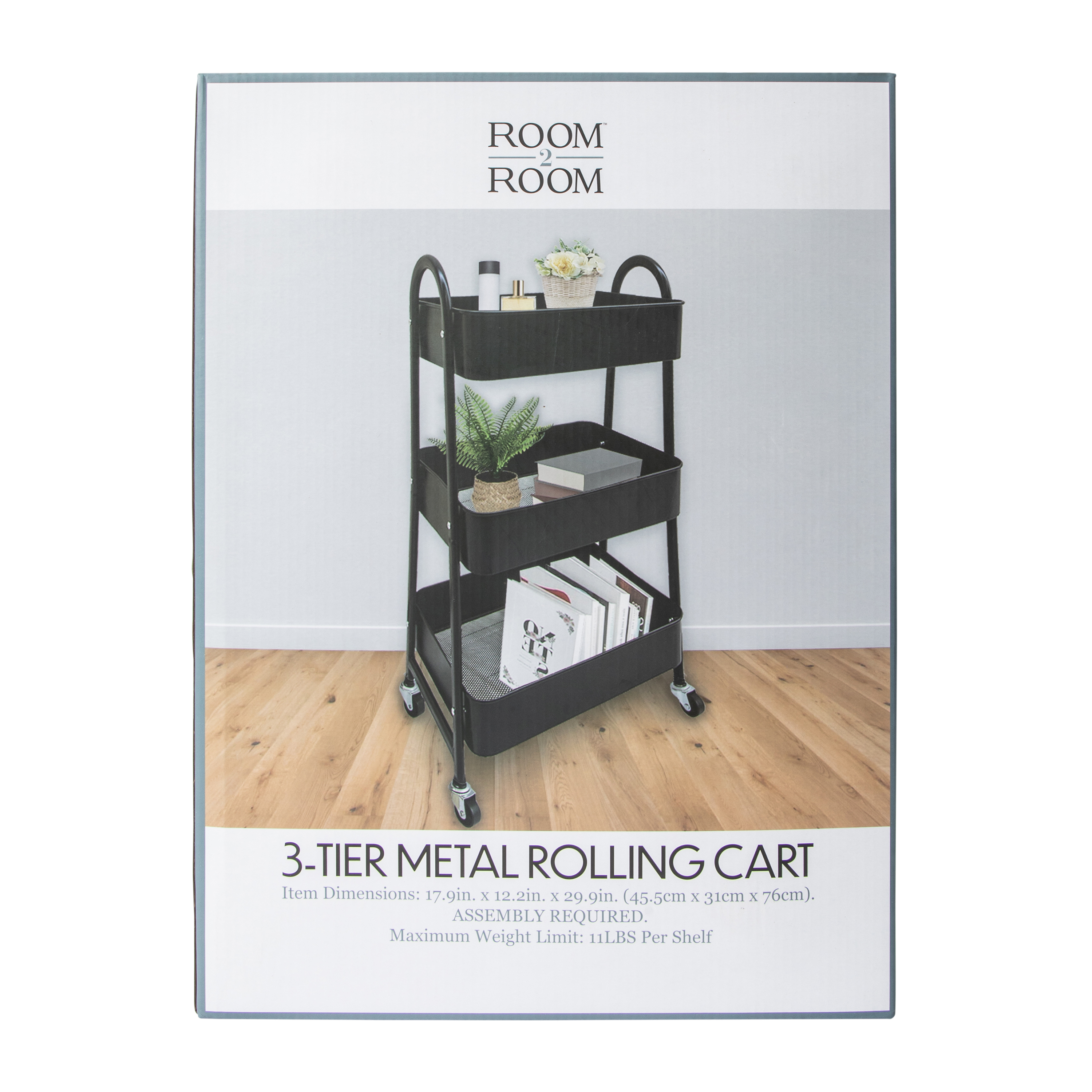 3-Tier Metal Rolling Cart