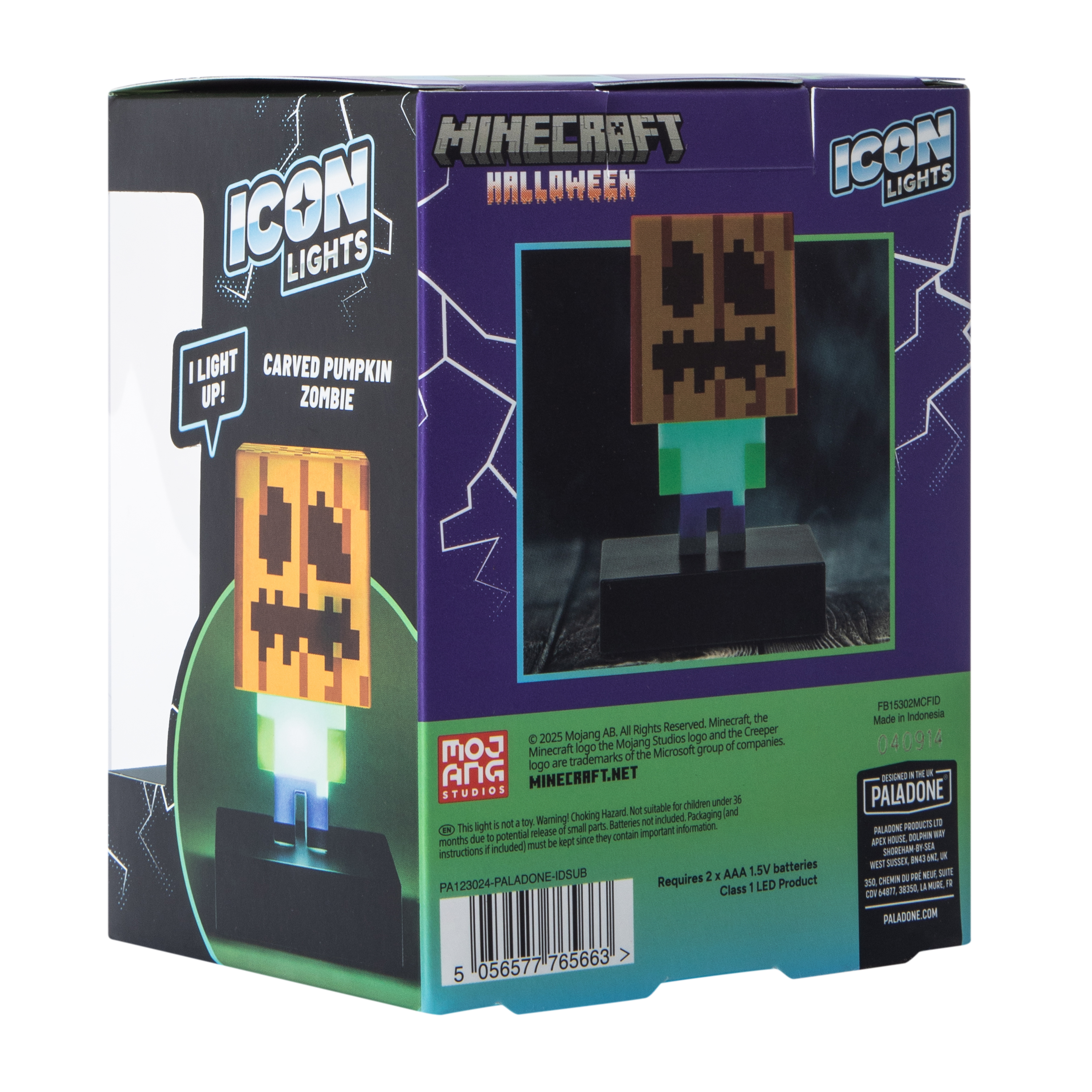 Paladone® Minecraft Halloween Carved Pumpkin Zombie Icon Lights