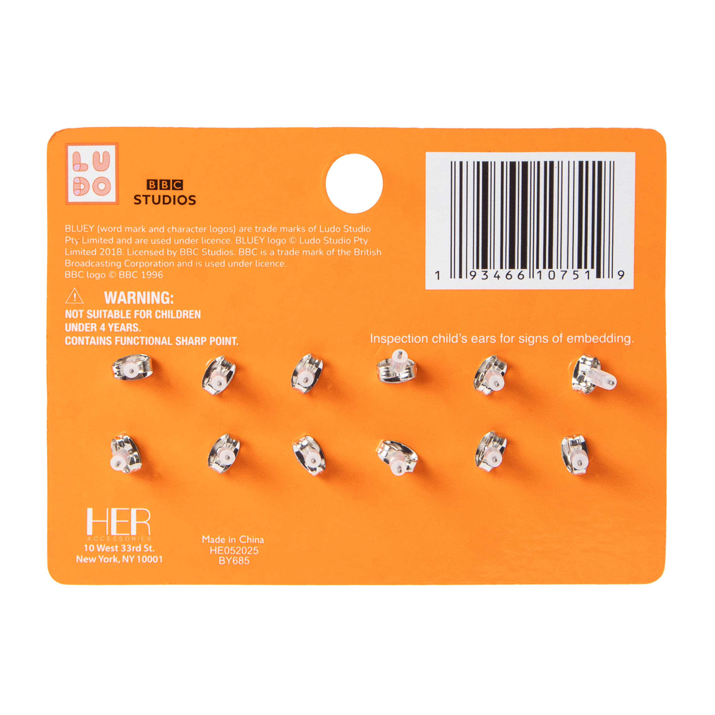 Bluey™ Halloween Glow In The Dark Earrings 6-Pack