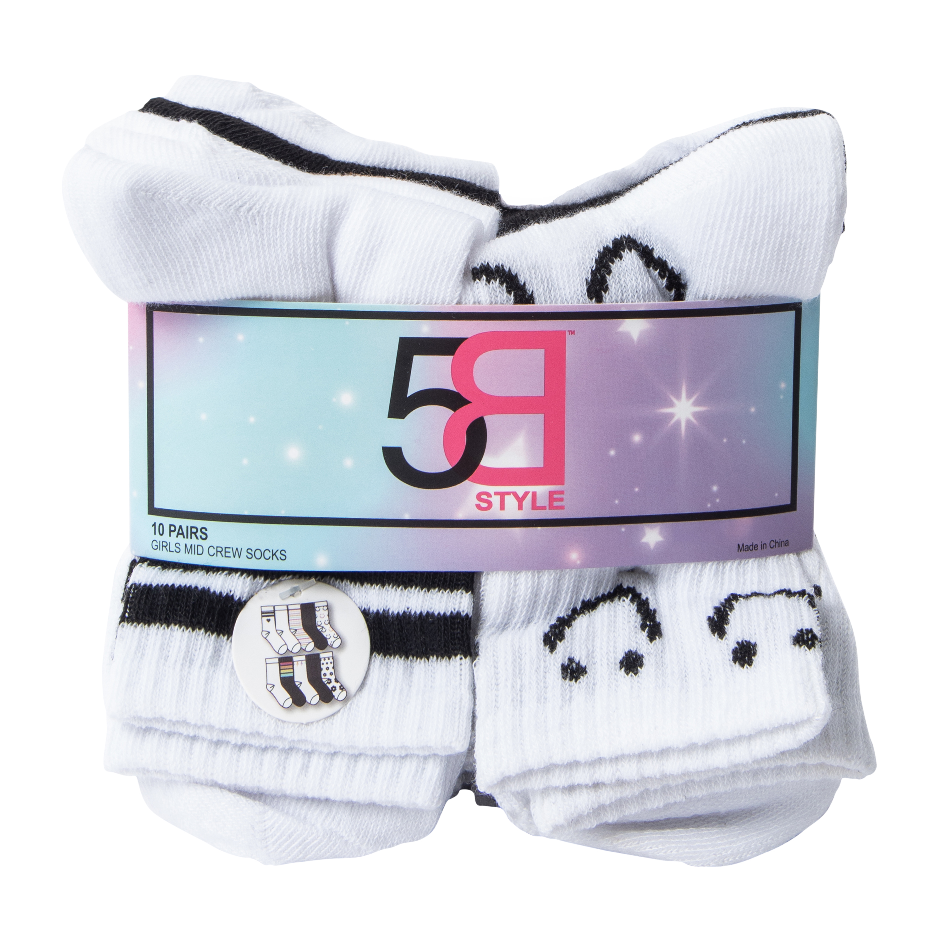 たこ　ゾックスフォスファー＆ルミノーバ　１０種セット Girls Mid Crew Socks 10-Pairs | Five Below