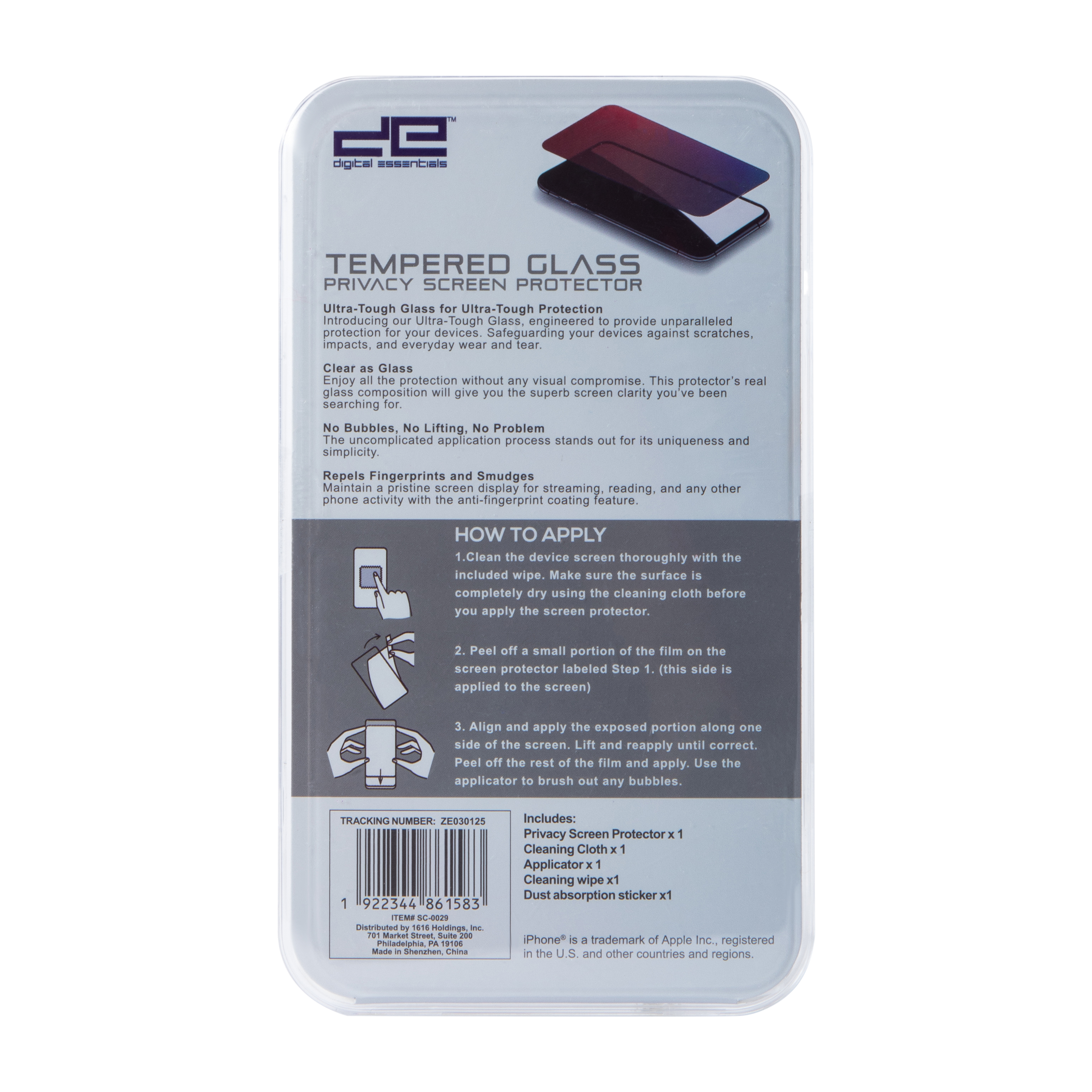 iPhone 16 Pro Max® Tempered Glass Privacy Screen Protector
