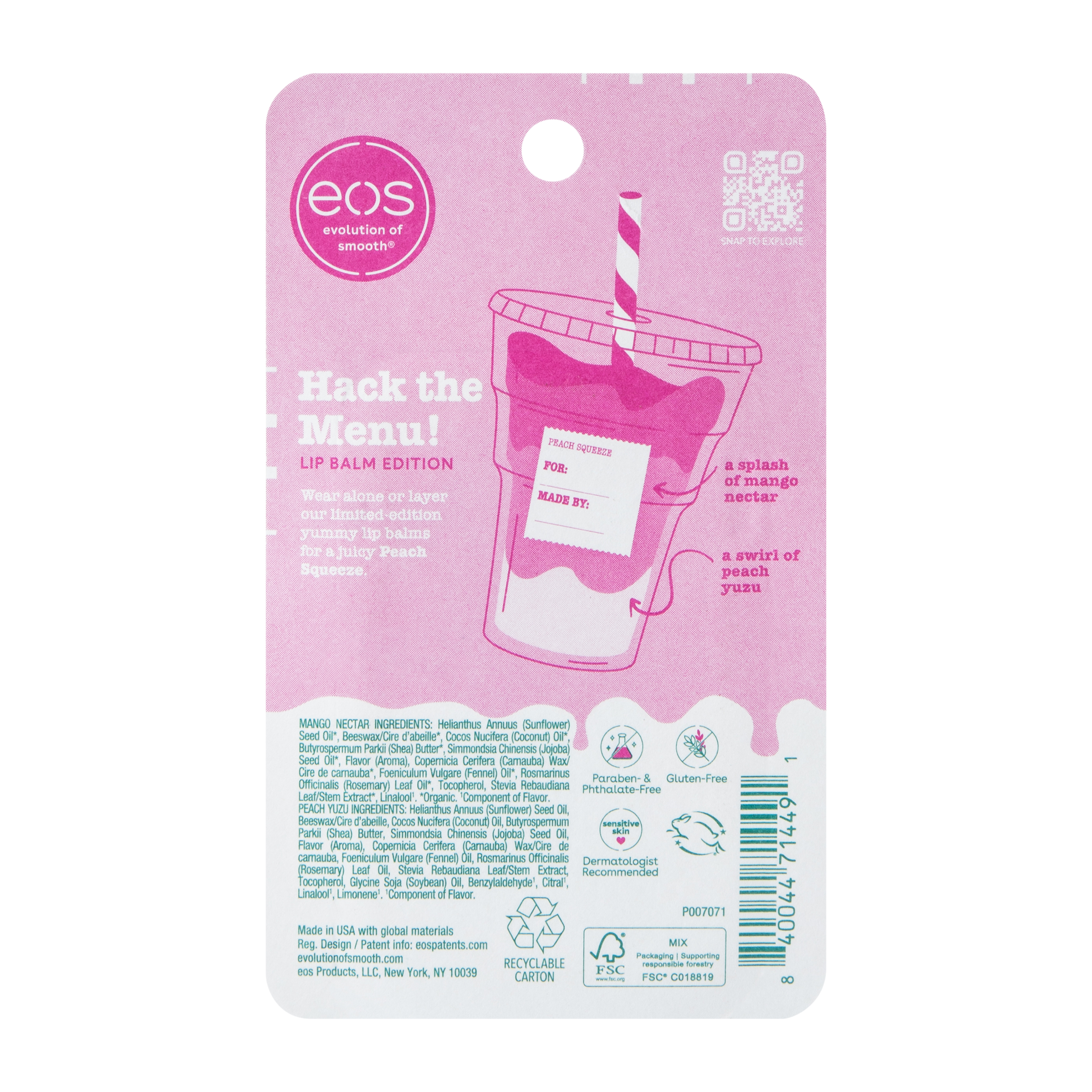 Evolution Of Smooth® Peach Squeeze Smooth Lip Balm 2-Pack 0.14oz