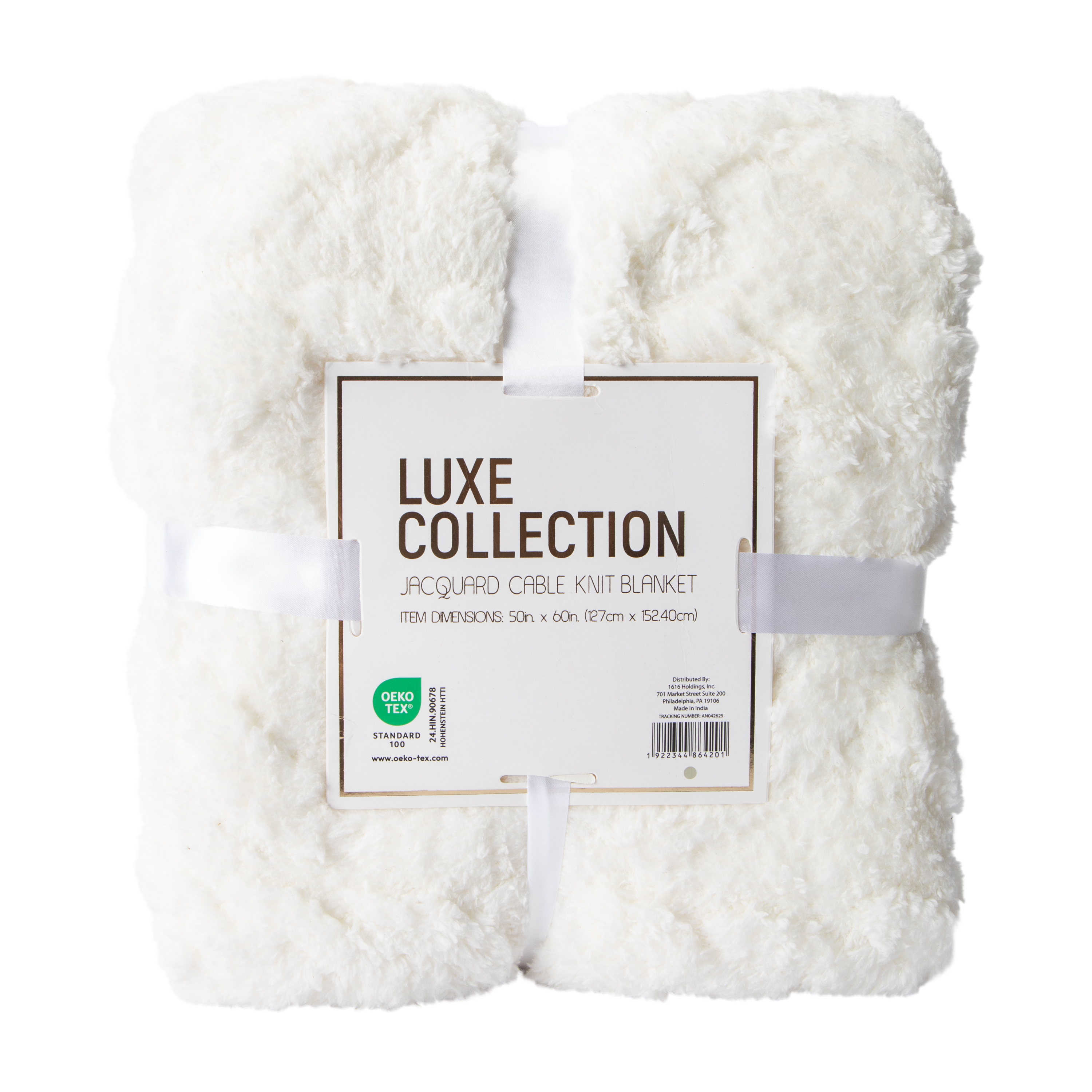 Luxe Collection Jacquard Cable Knit Blanket 50in x 60in