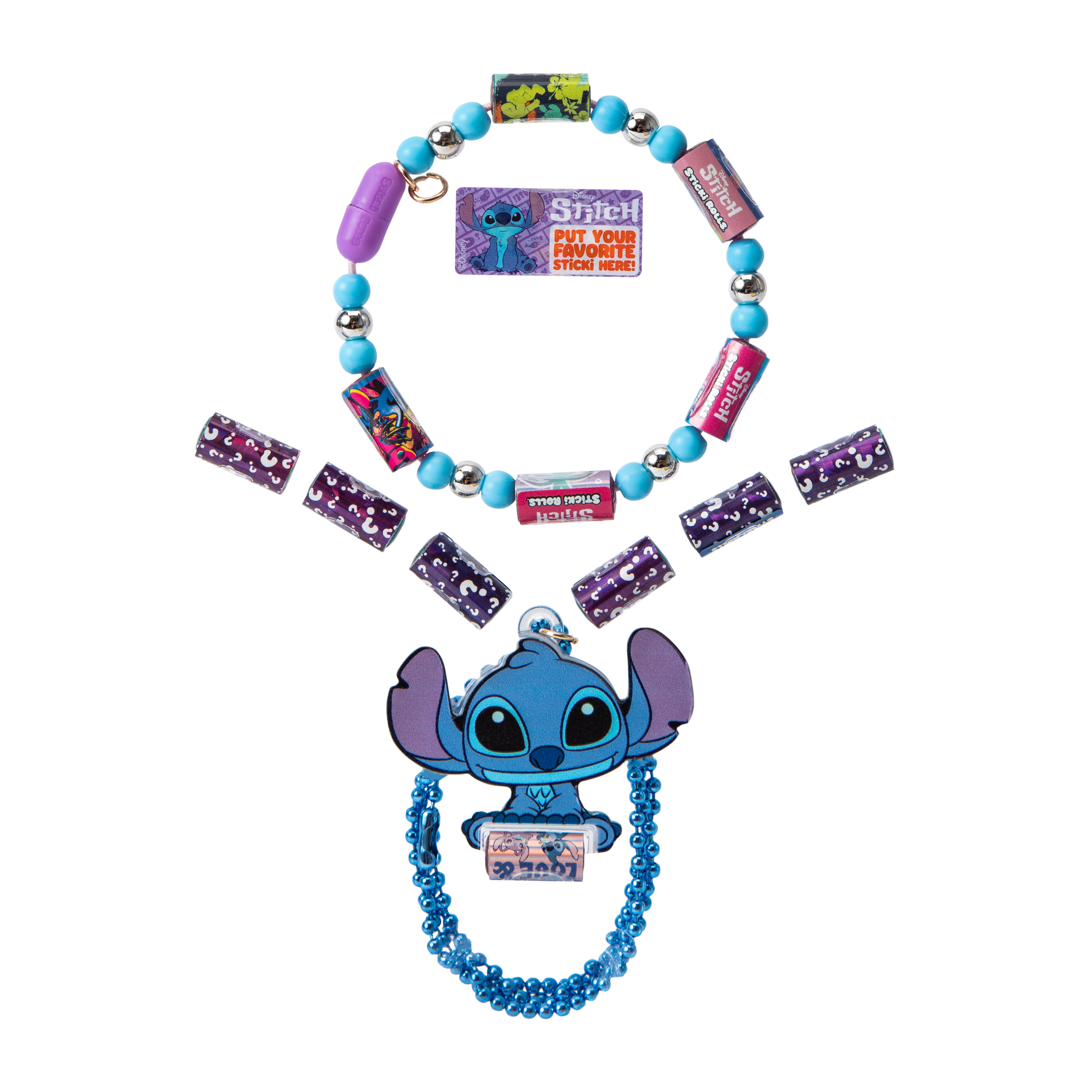 Disney Stitch Sticki Rolls Sticker Bracelet & Necklace Set