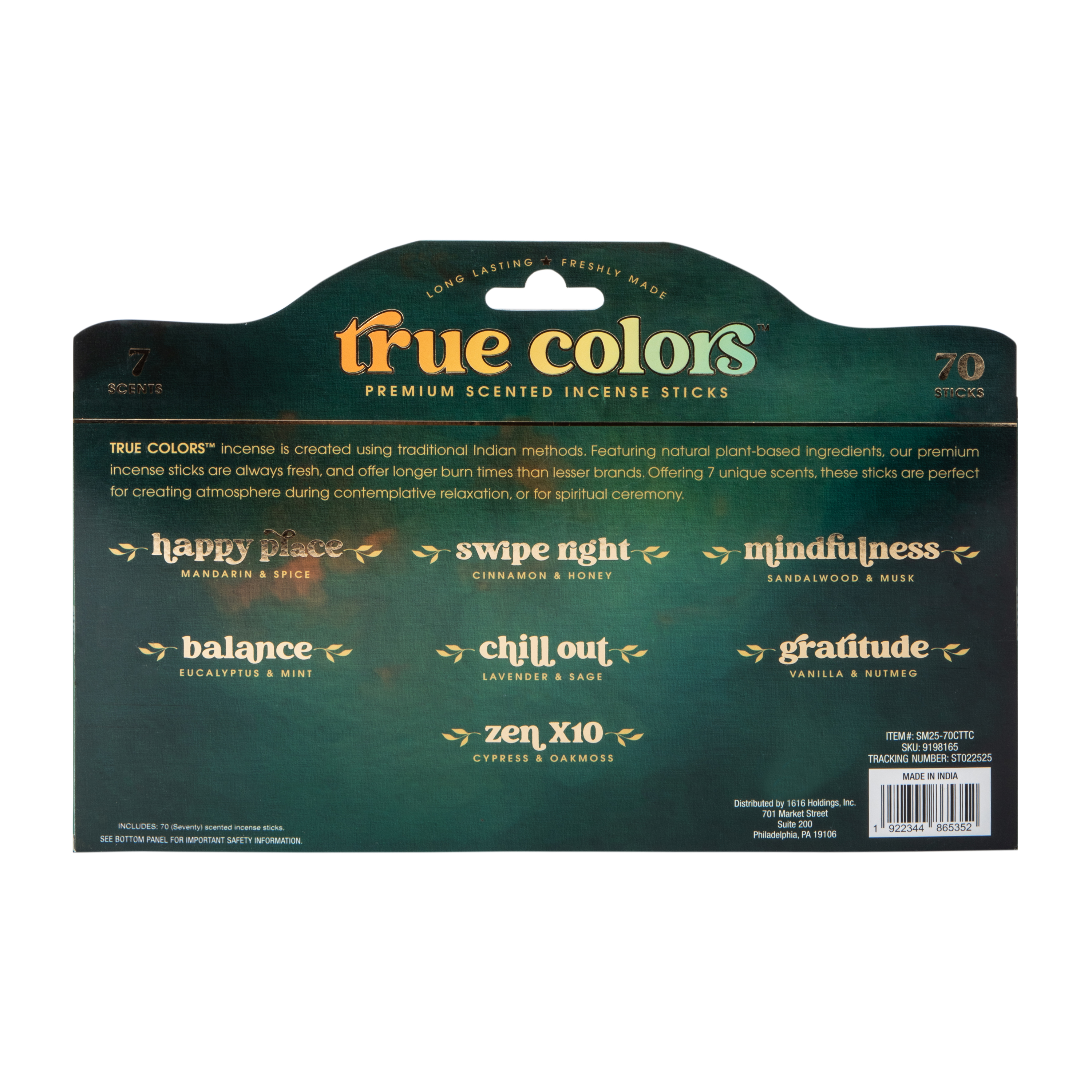 True Colors™ Premium Scented Incense Sticks 70-Count