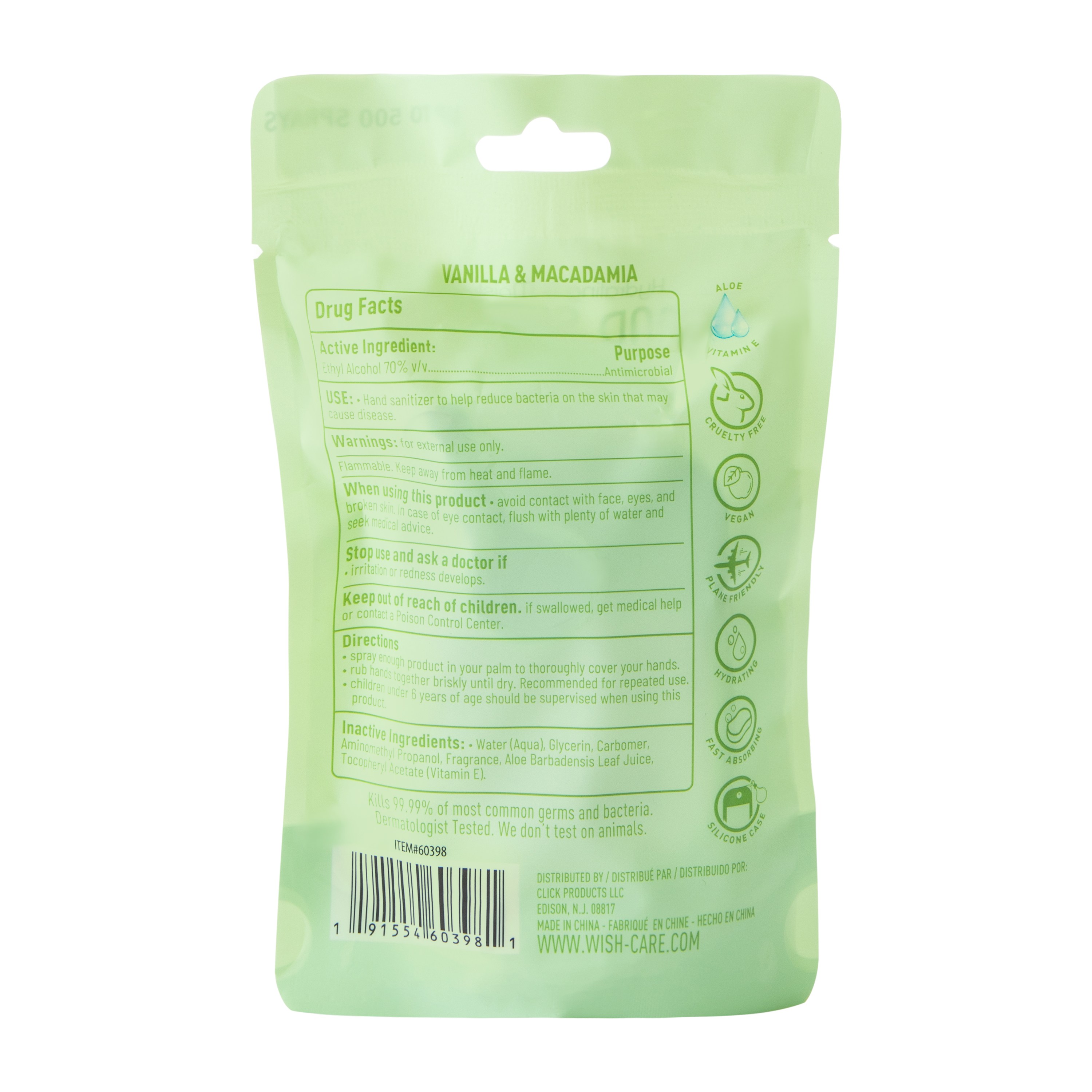 Wish Hand Sanitizer With Silicone Case 1.2oz (Styles May Vary)