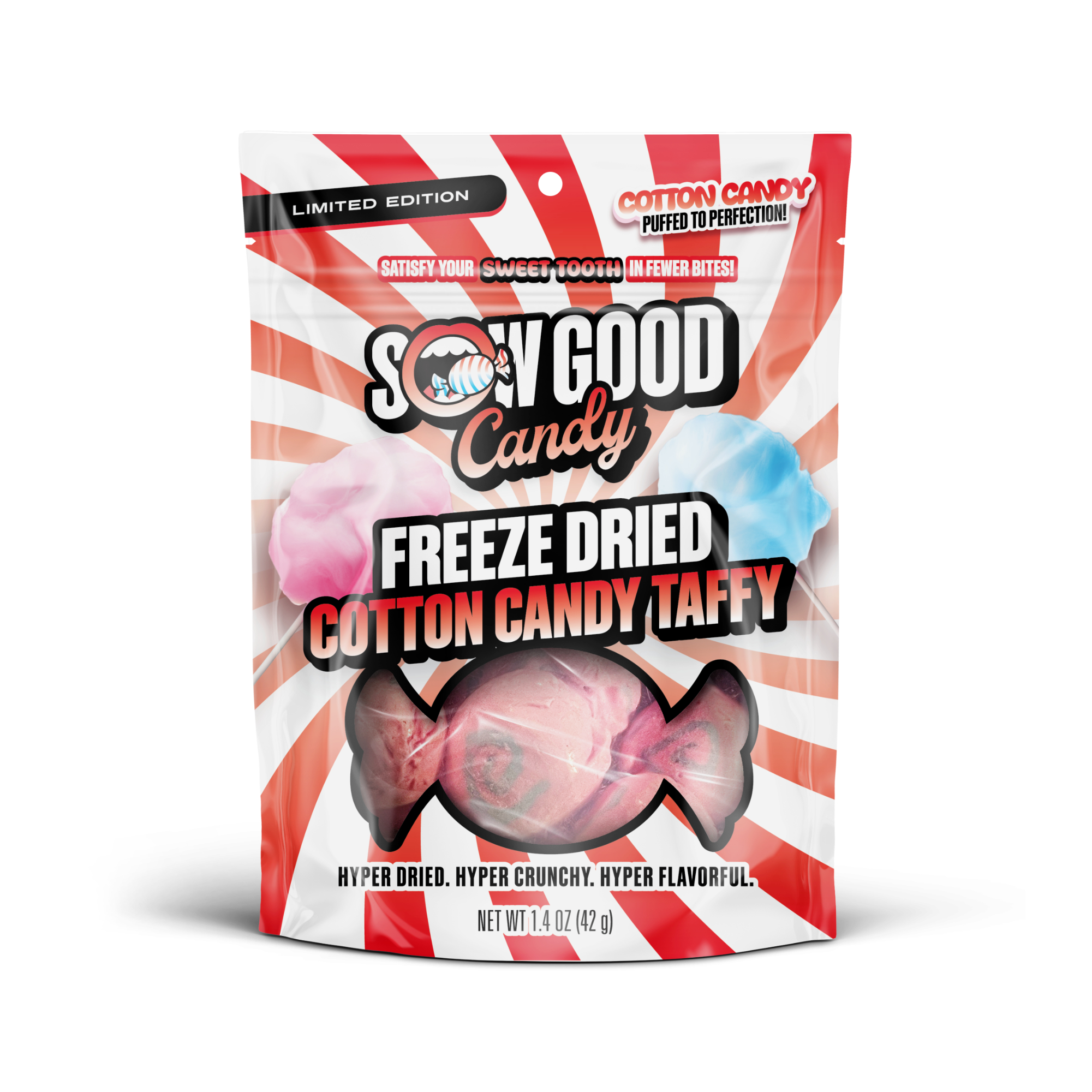 Sow Good Limited Edition Freeze Dried Cotton Candy Taffy 1.75oz