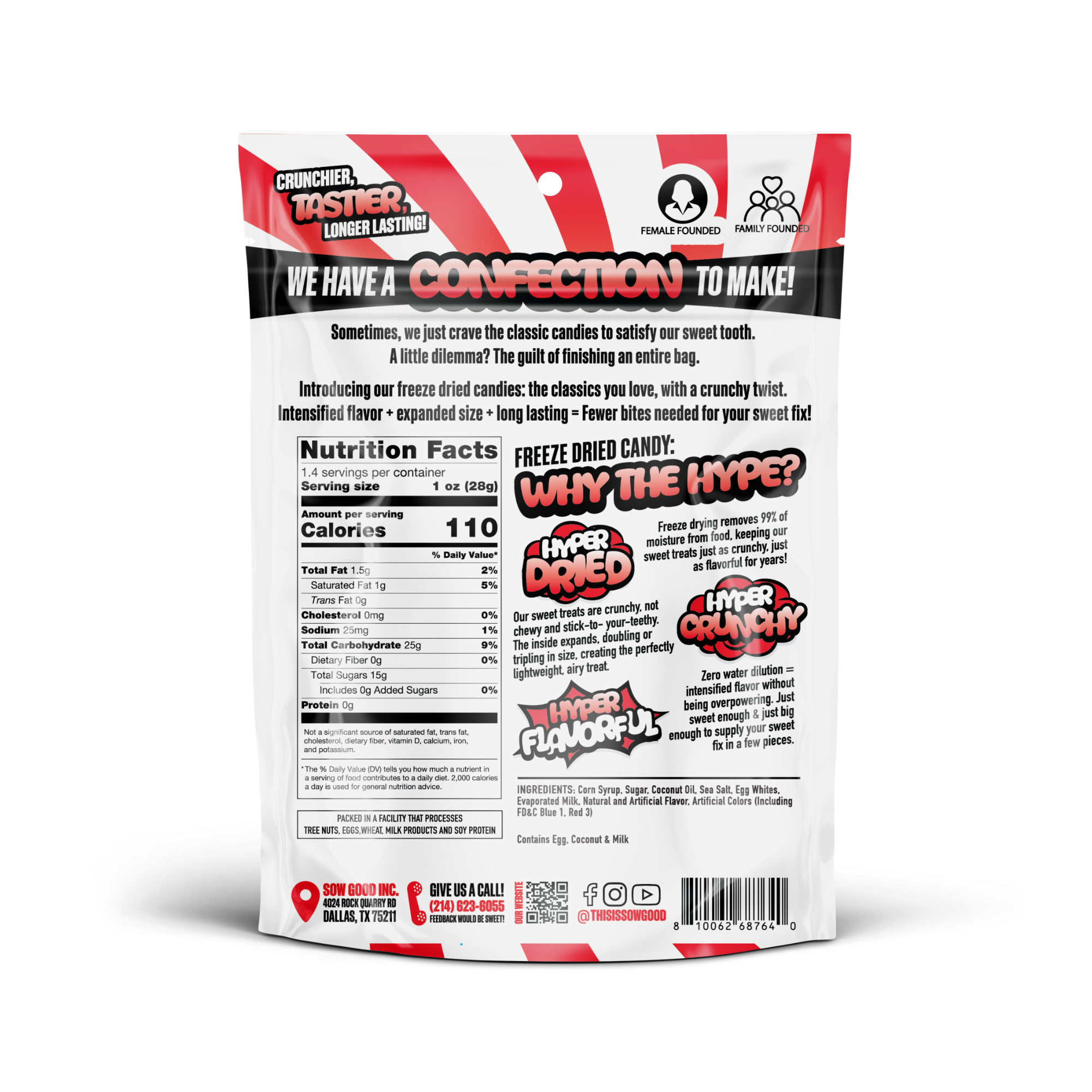 Sow Good Limited Edition Freeze Dried Cotton Candy Taffy 1.75oz