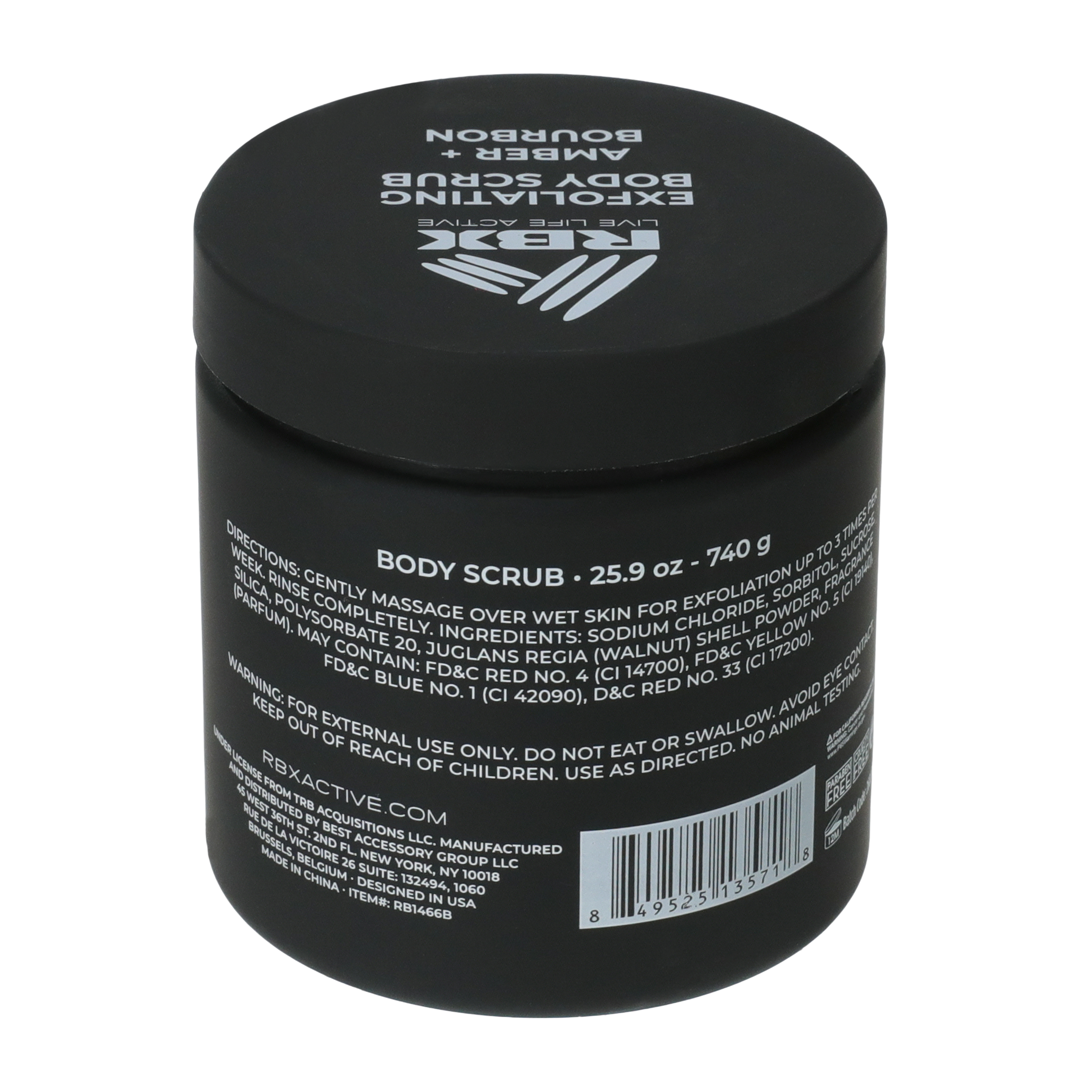 RBX Exfoliating Amber+Bourbon Body Scrub For Men 25.9oz