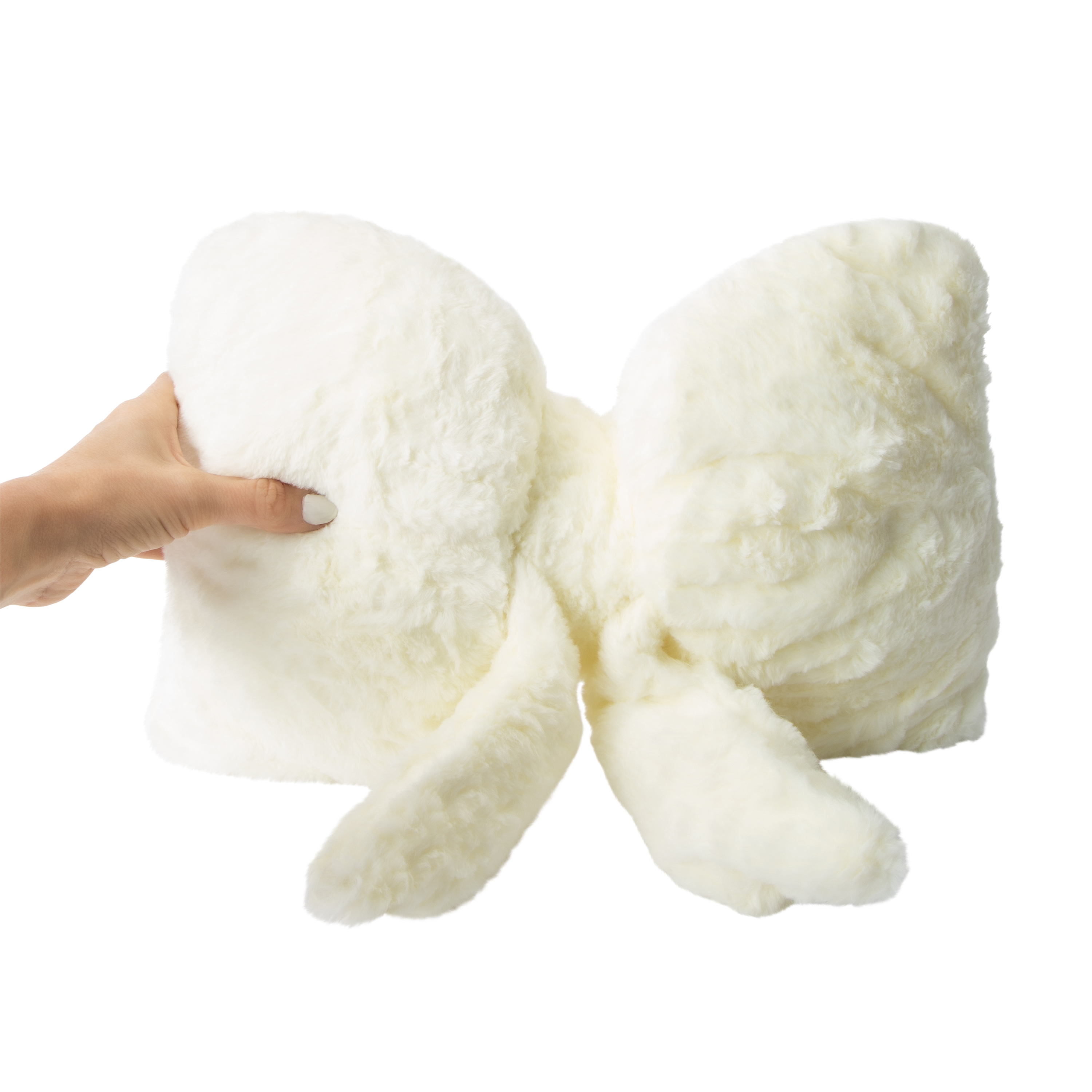 Fur Bow Pillow 16inx10in