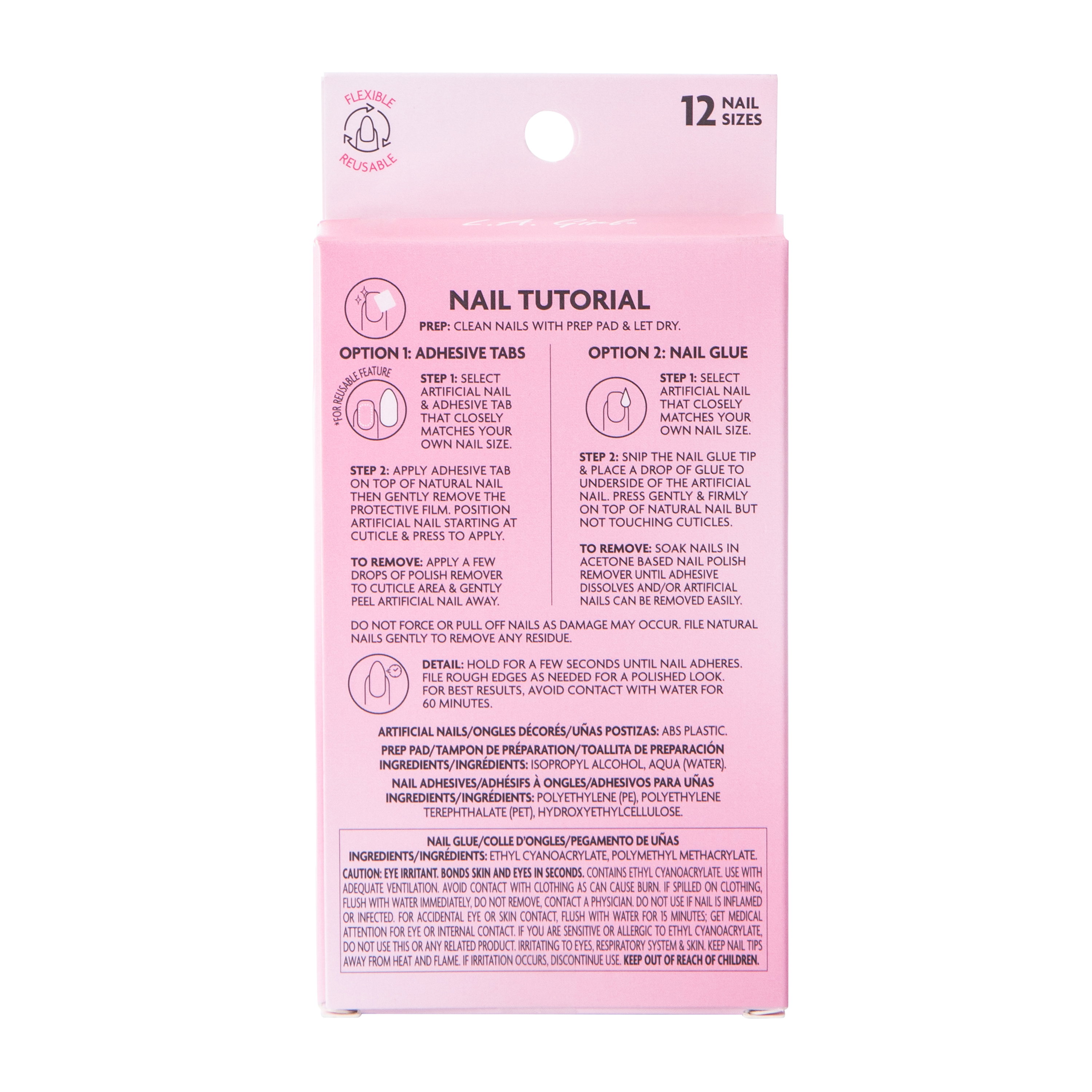 L.A. Girl Fave Mirror French Tip Luxe Shine Nails Kit 28-Pcs