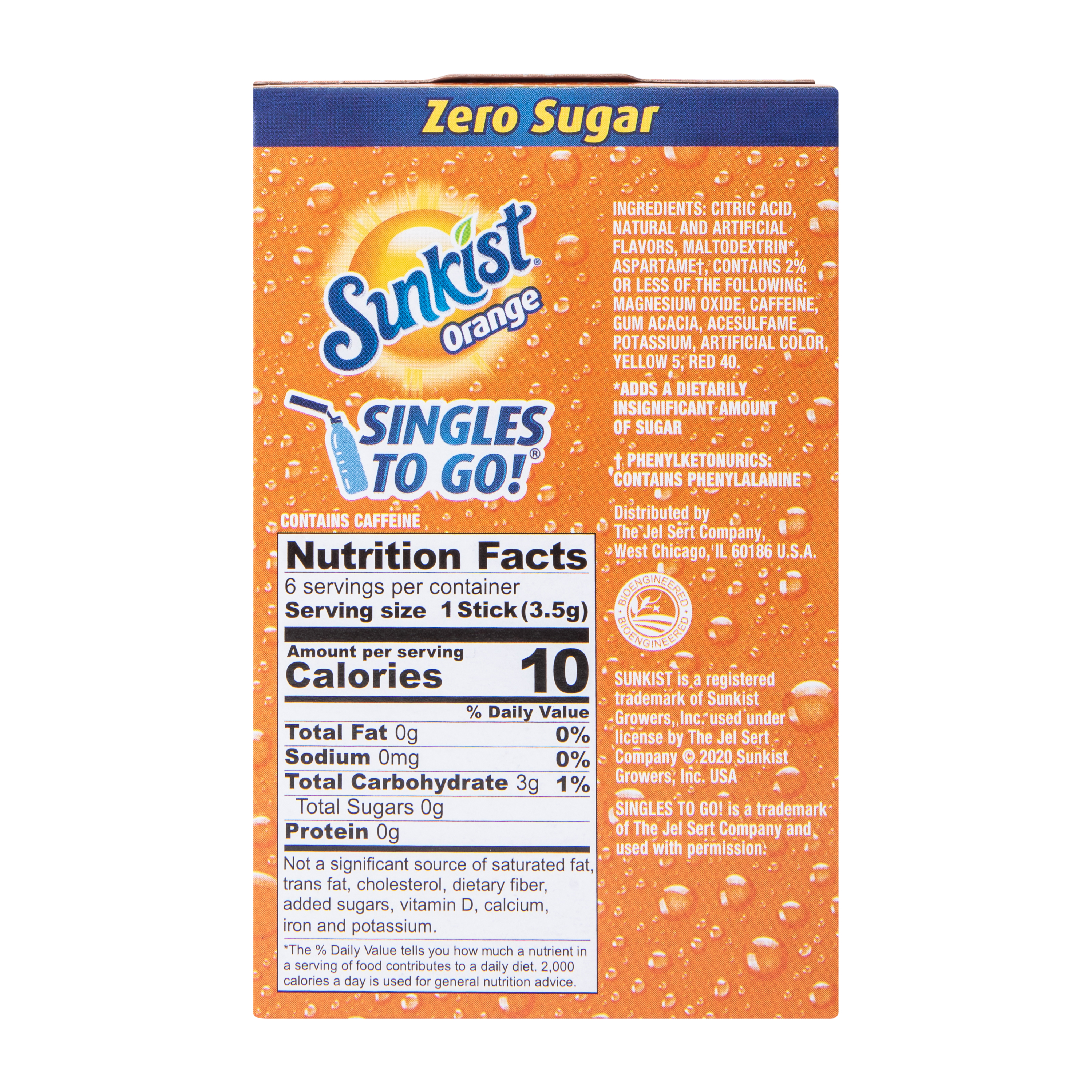 Sunkist® Orange Zero Sugar Drink Mix 0.74oz