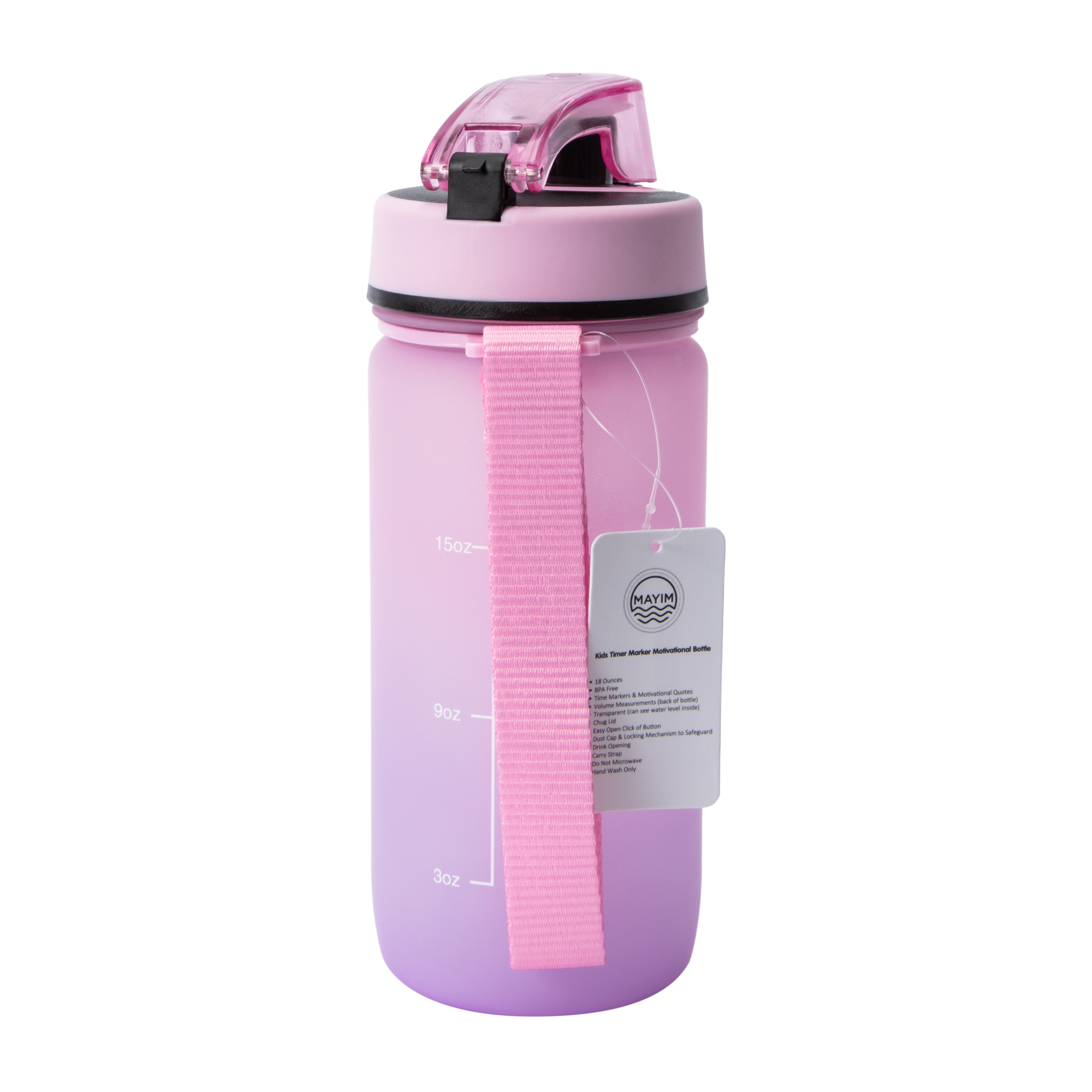 Mayim Pink Kid's Motivational Bottle 18oz