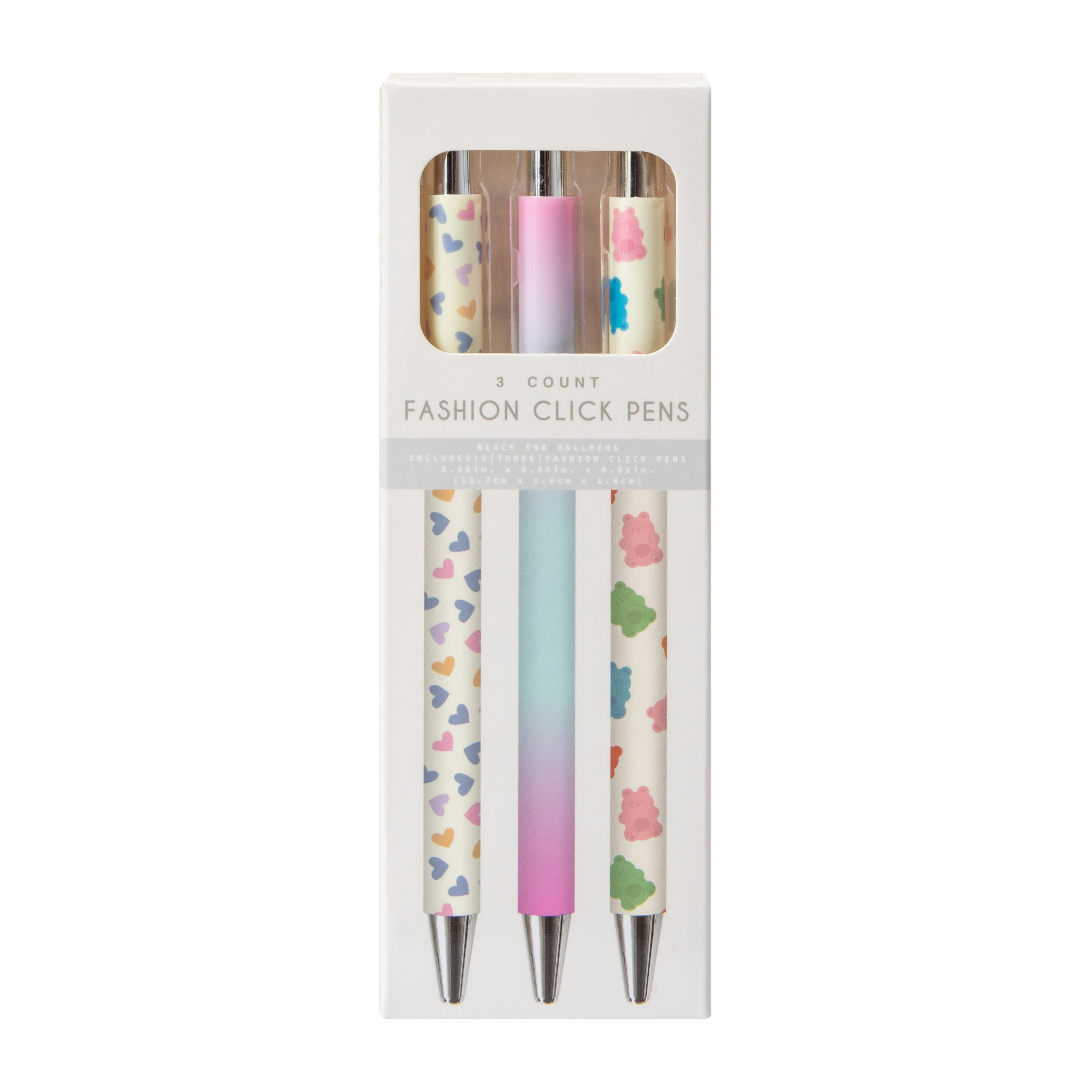 Fashion Click Pens 3-Count