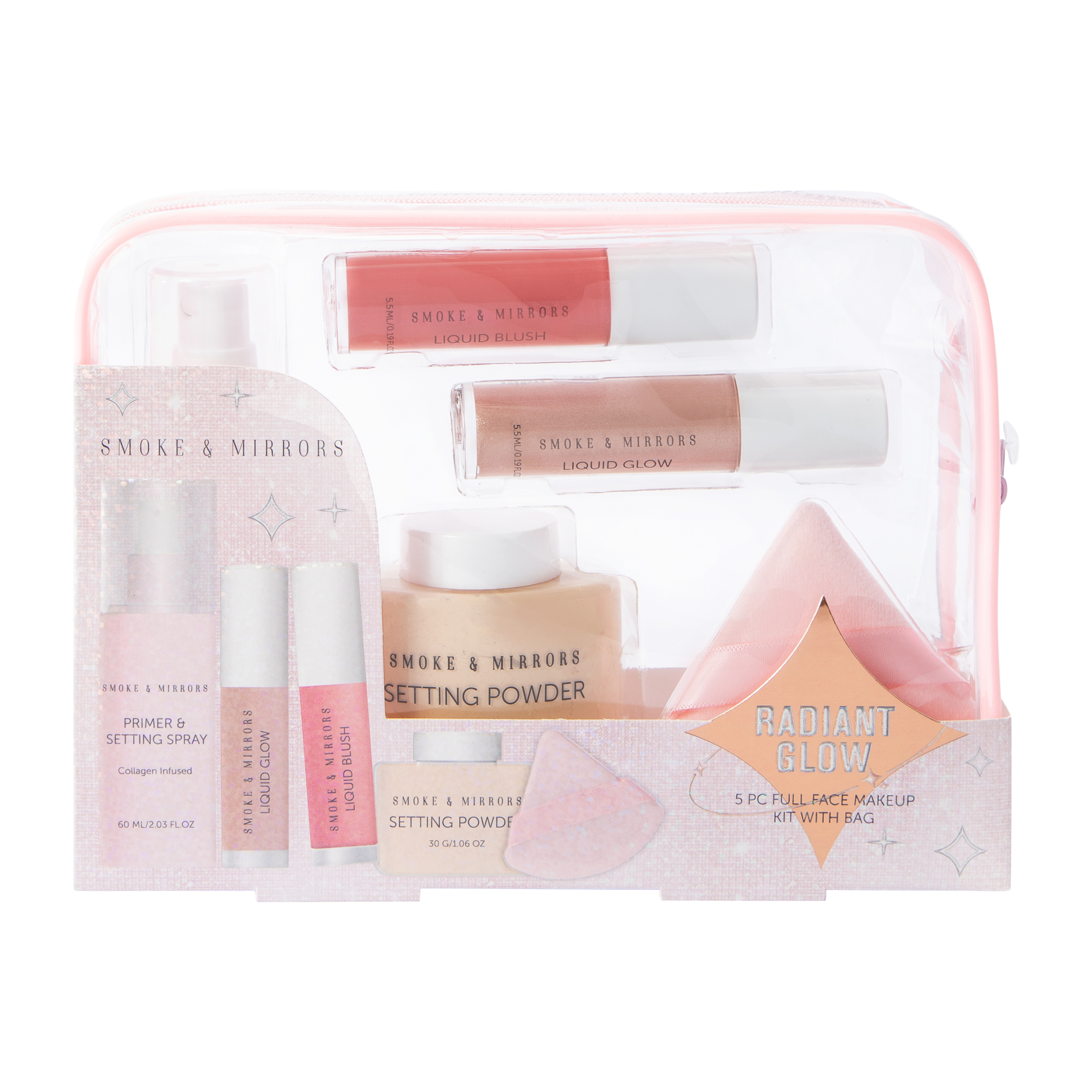 Smoke & Mirrors Radiant Glow Full Face Makeup Kit With Bag 5-Pack