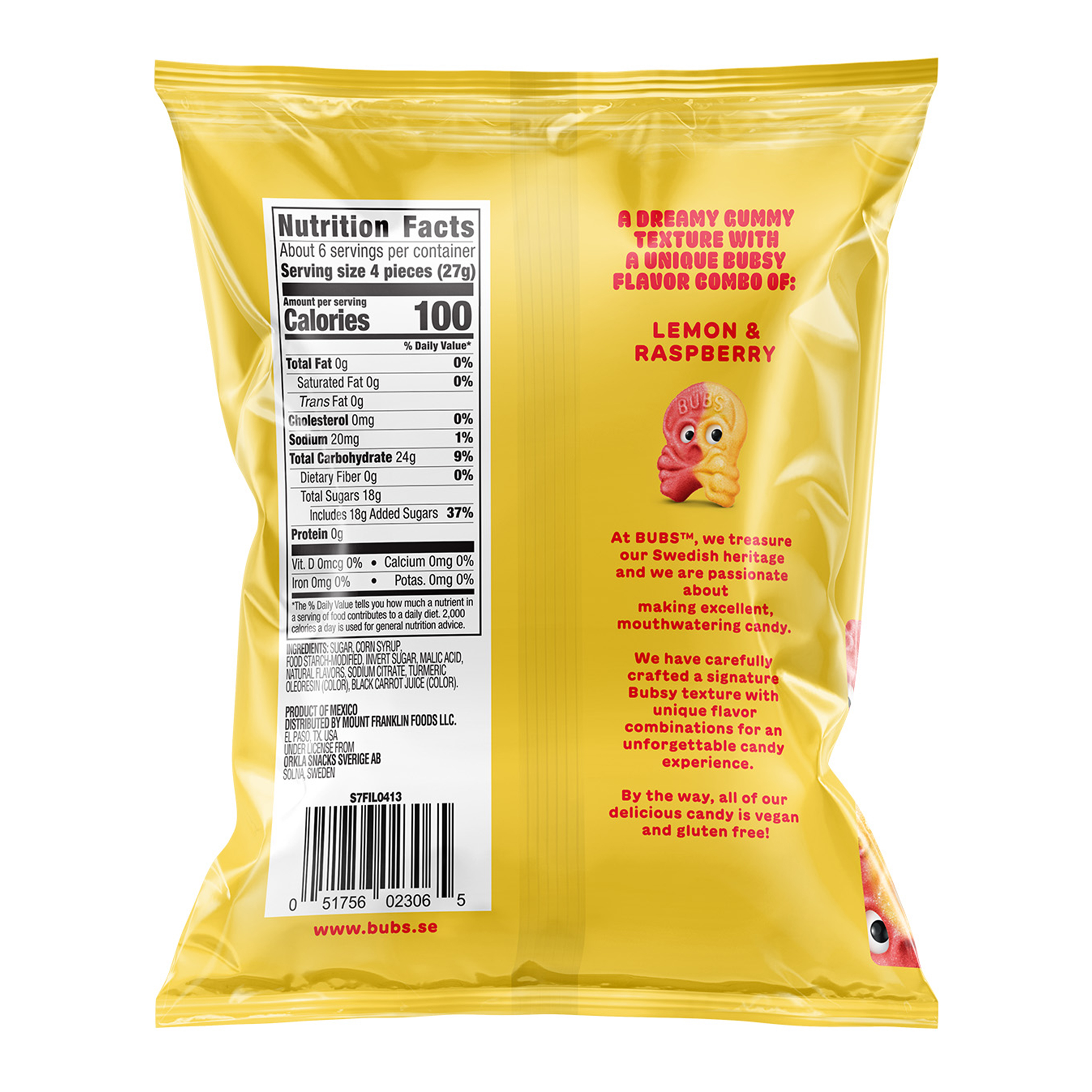 Swedish Bubs® Sour Skalle™ Lemon Raspberry 5.5oz