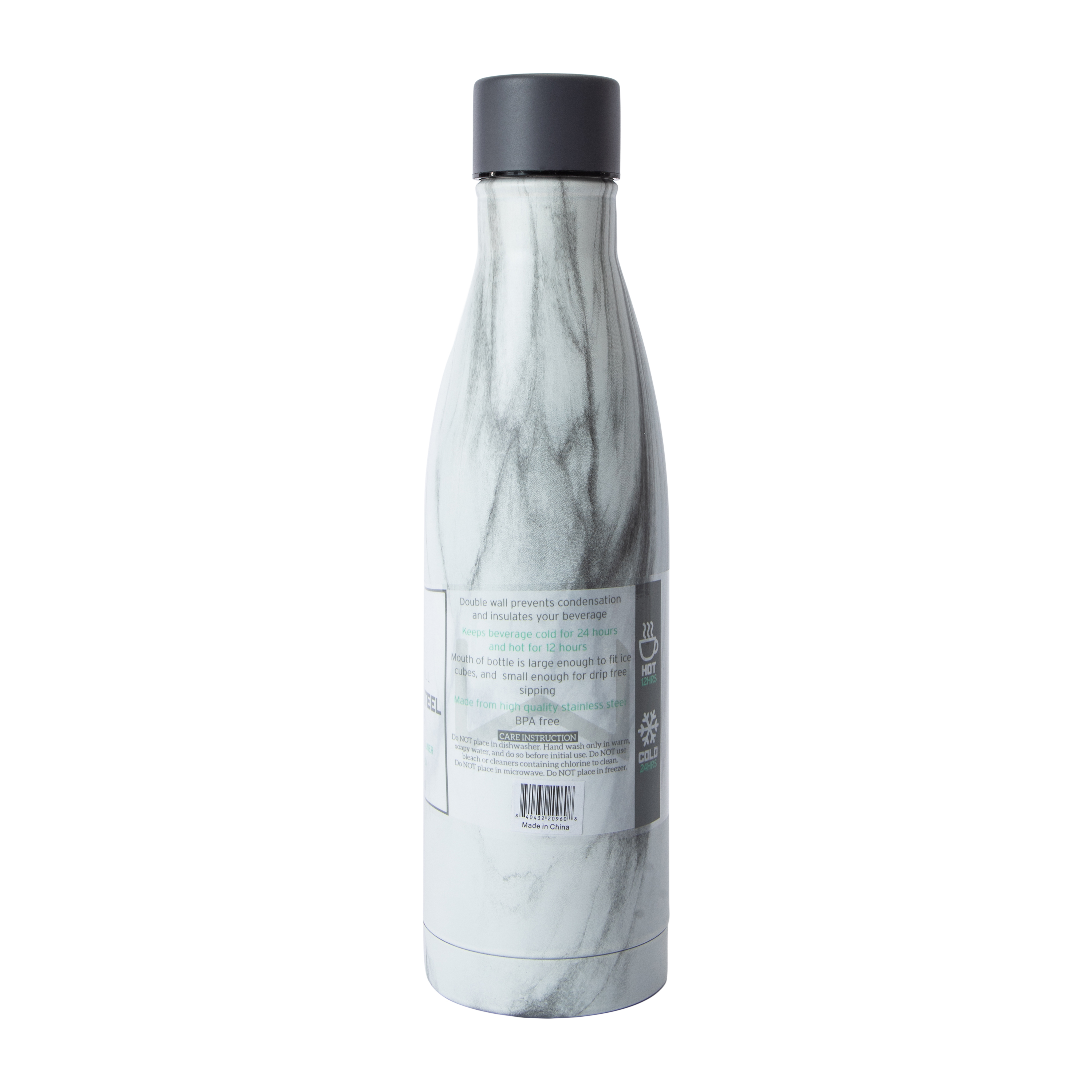 Wellness Marble-Textured Double Wall Stainless Steel Bottle 17oz