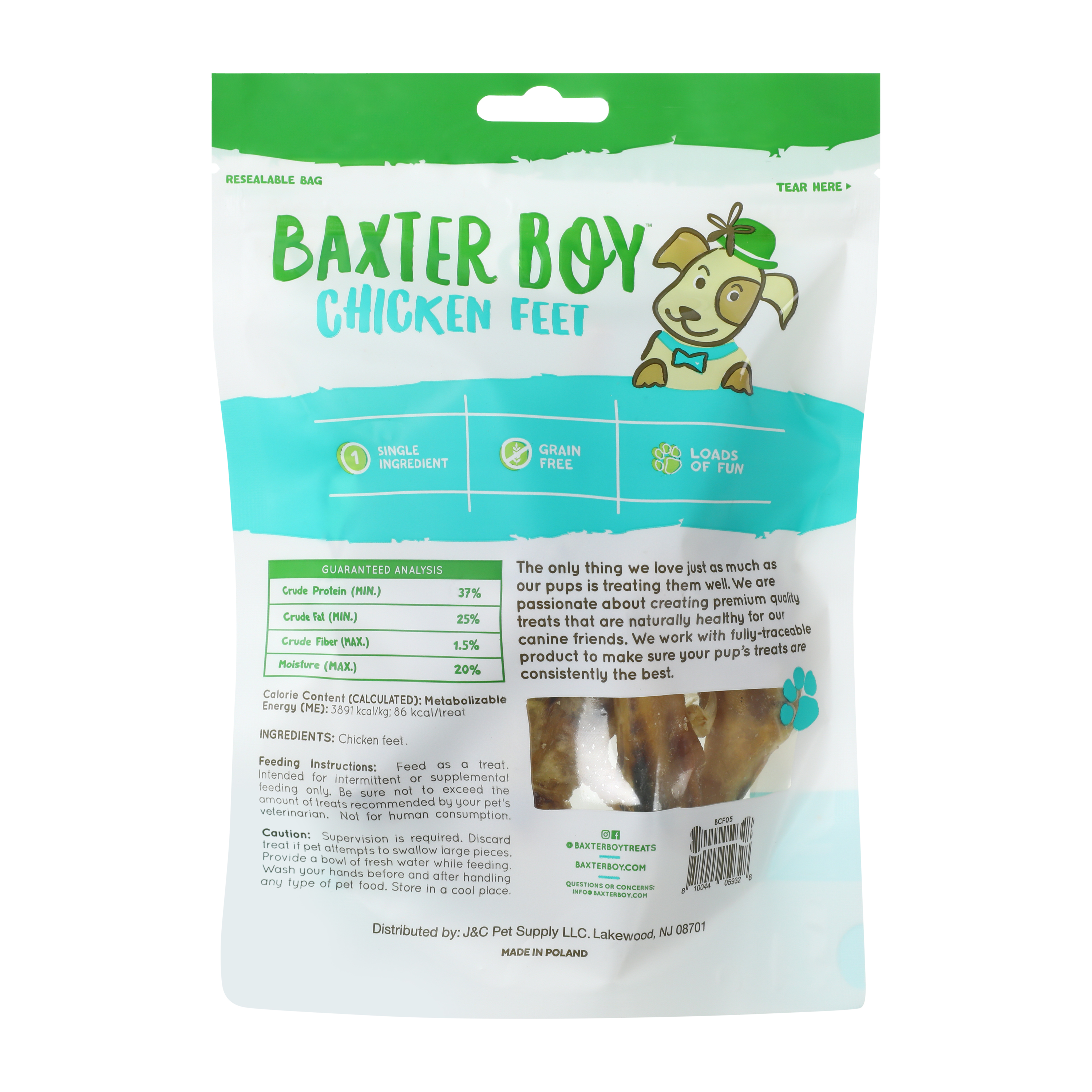Baxter Boy™ Chicken Feet Dog Treats 5-Pack