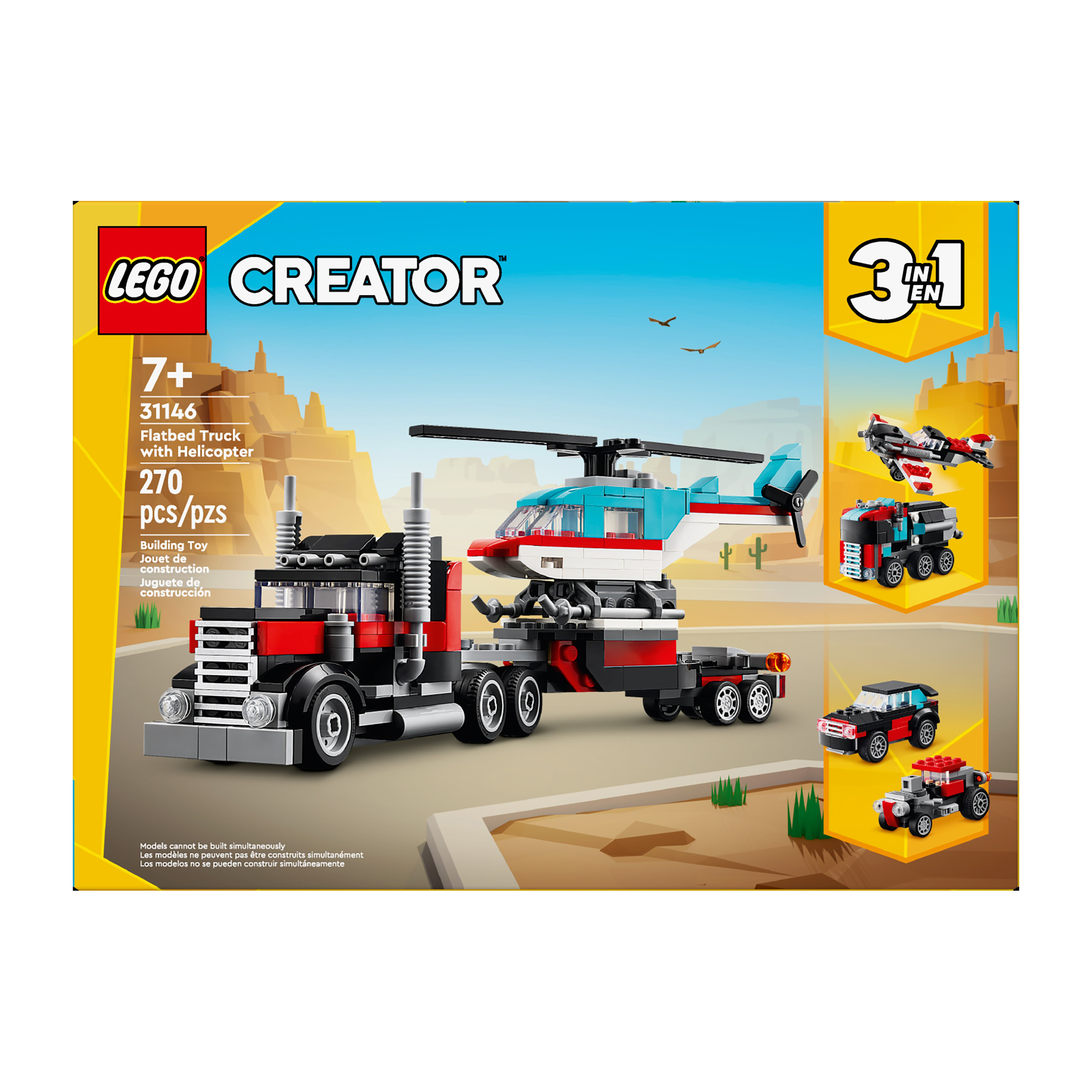 LEGO® Creator™ 3-In-1 Flatbed Truck With Helicopter Building Toy