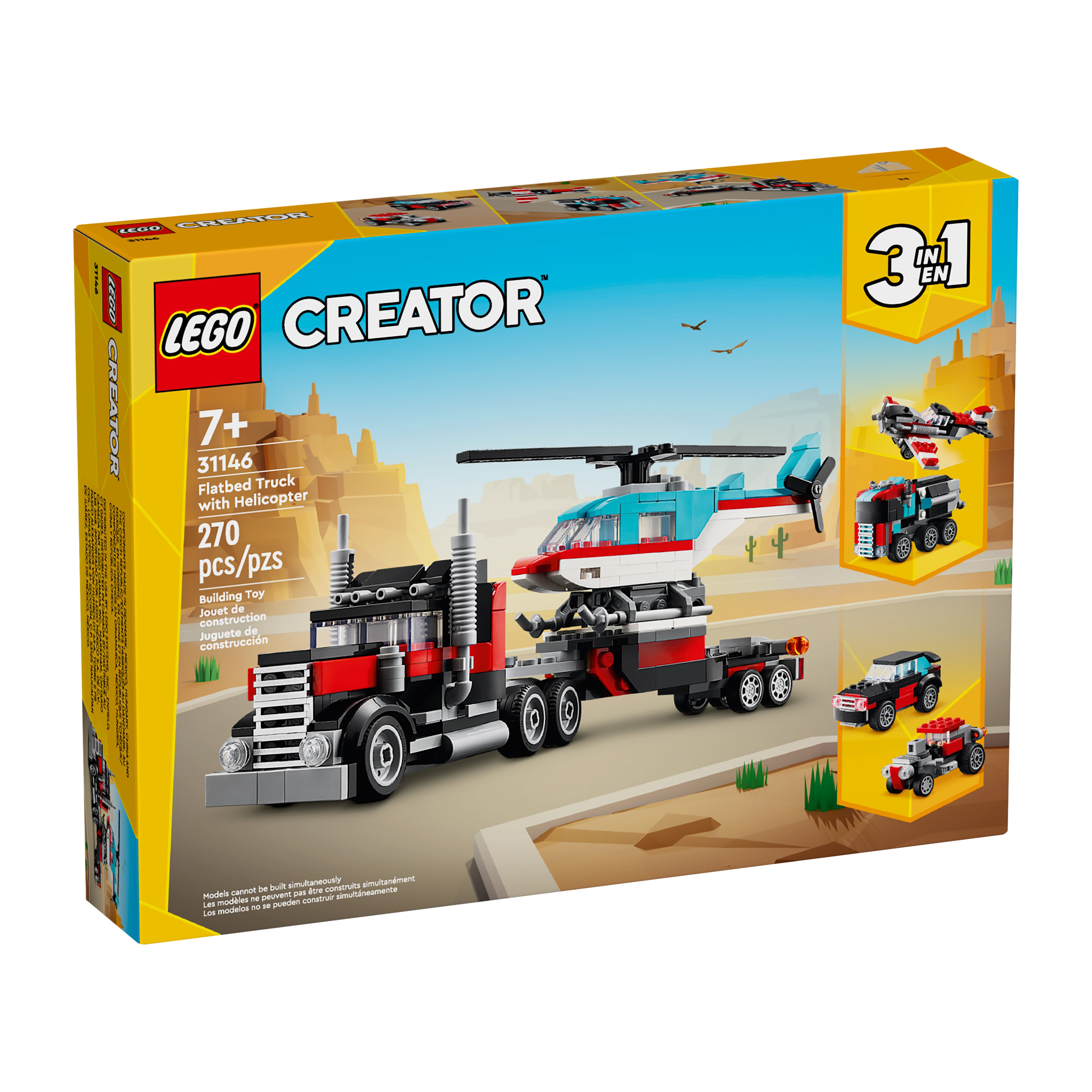 LEGO® Creator™ 3-In-1 Flatbed Truck With Helicopter Building Toy