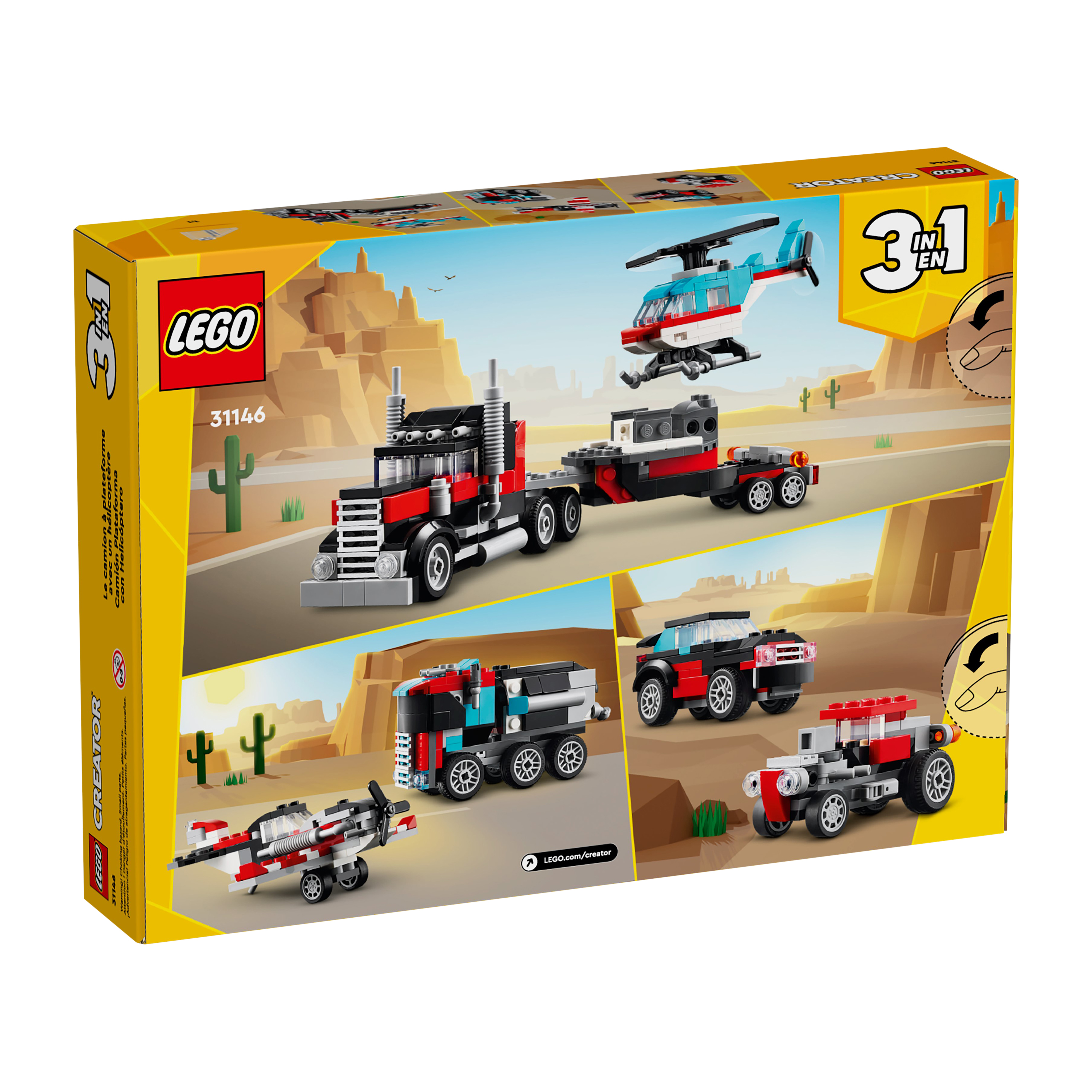 LEGO® Creator™ 3-In-1 Flatbed Truck With Helicopter Building Toy
