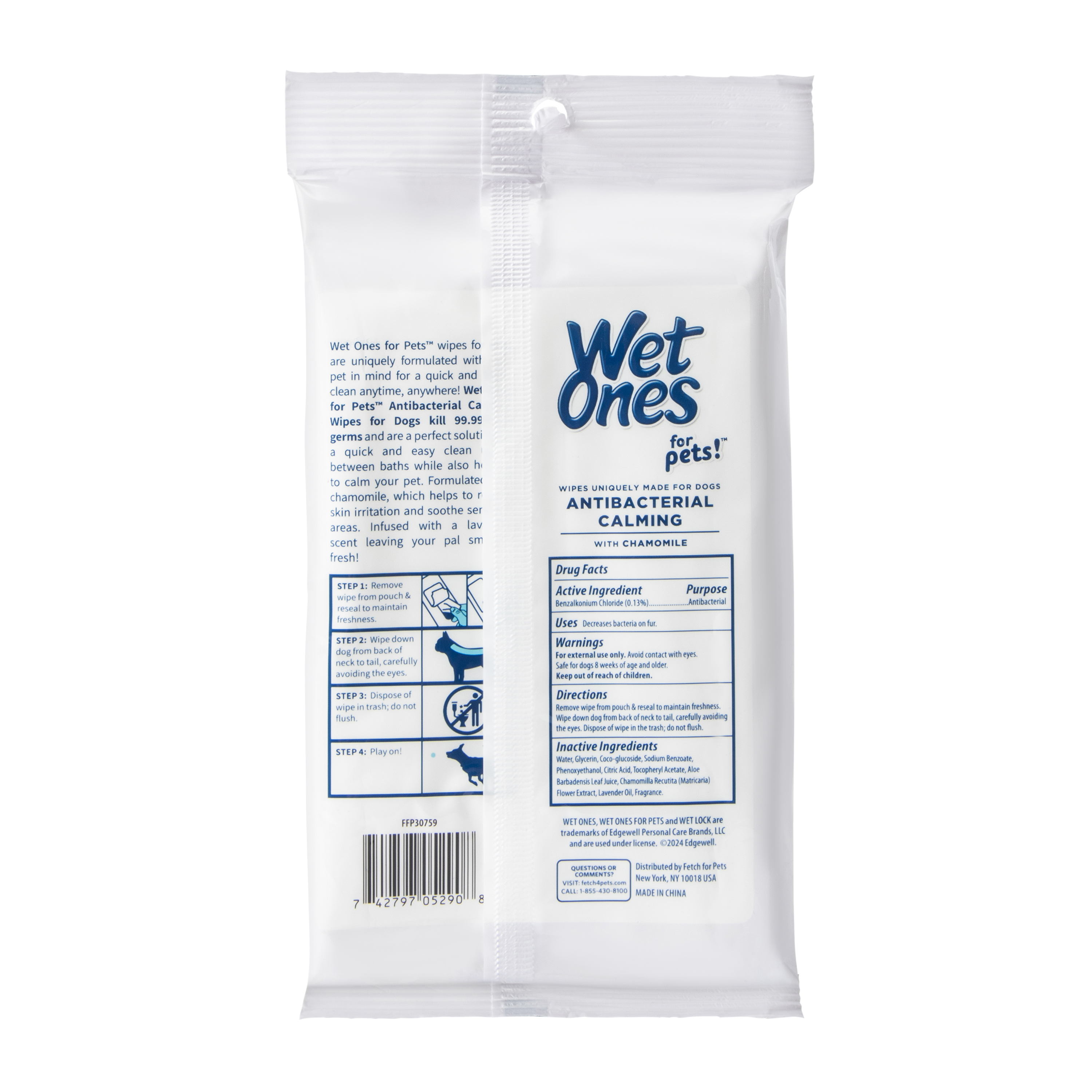 Wet Ones For Pets!™ Lavender Scent Antibacterial Calming 30-Wipes