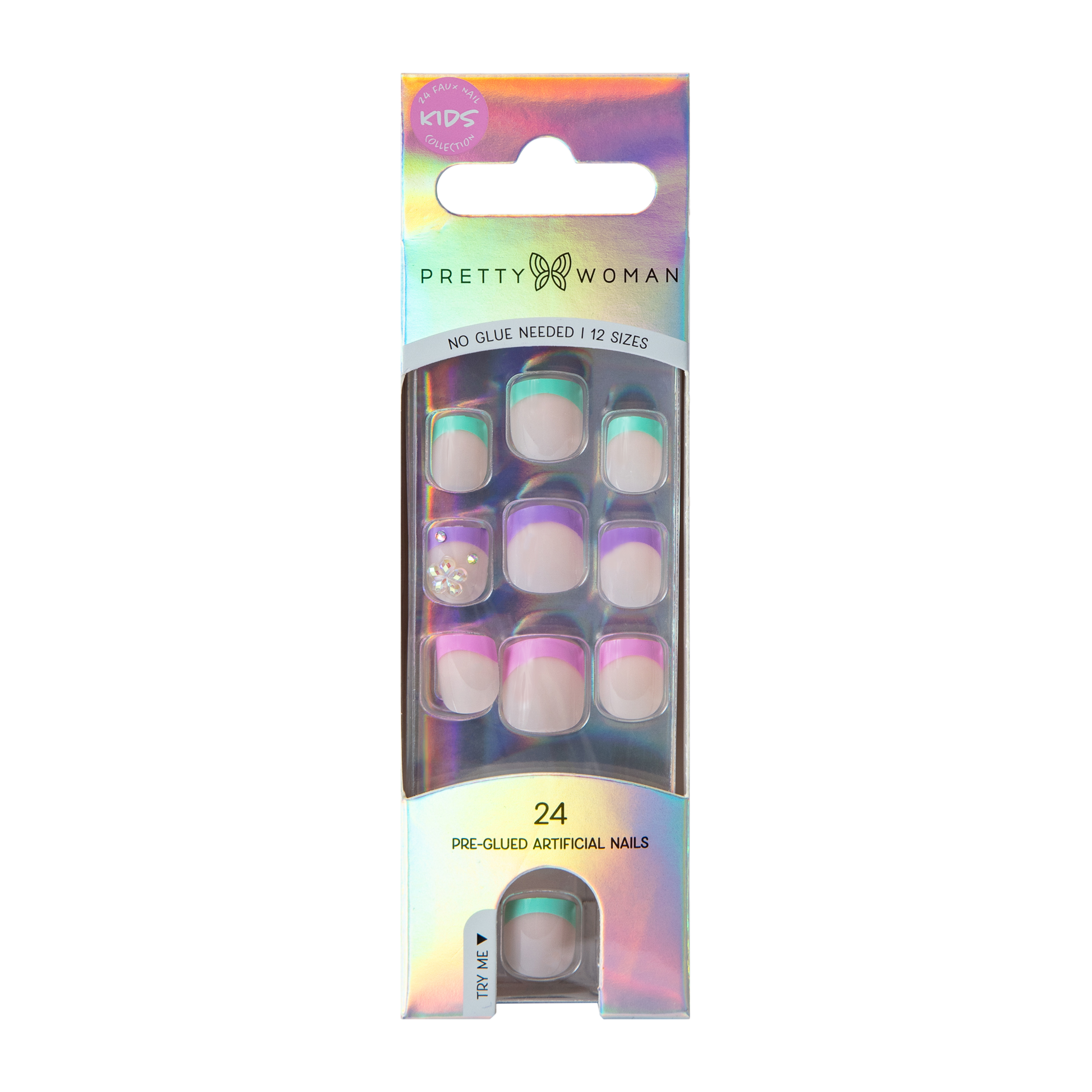 Pretty Woman Kids Pre-Glued Artificial Nails 24-Count