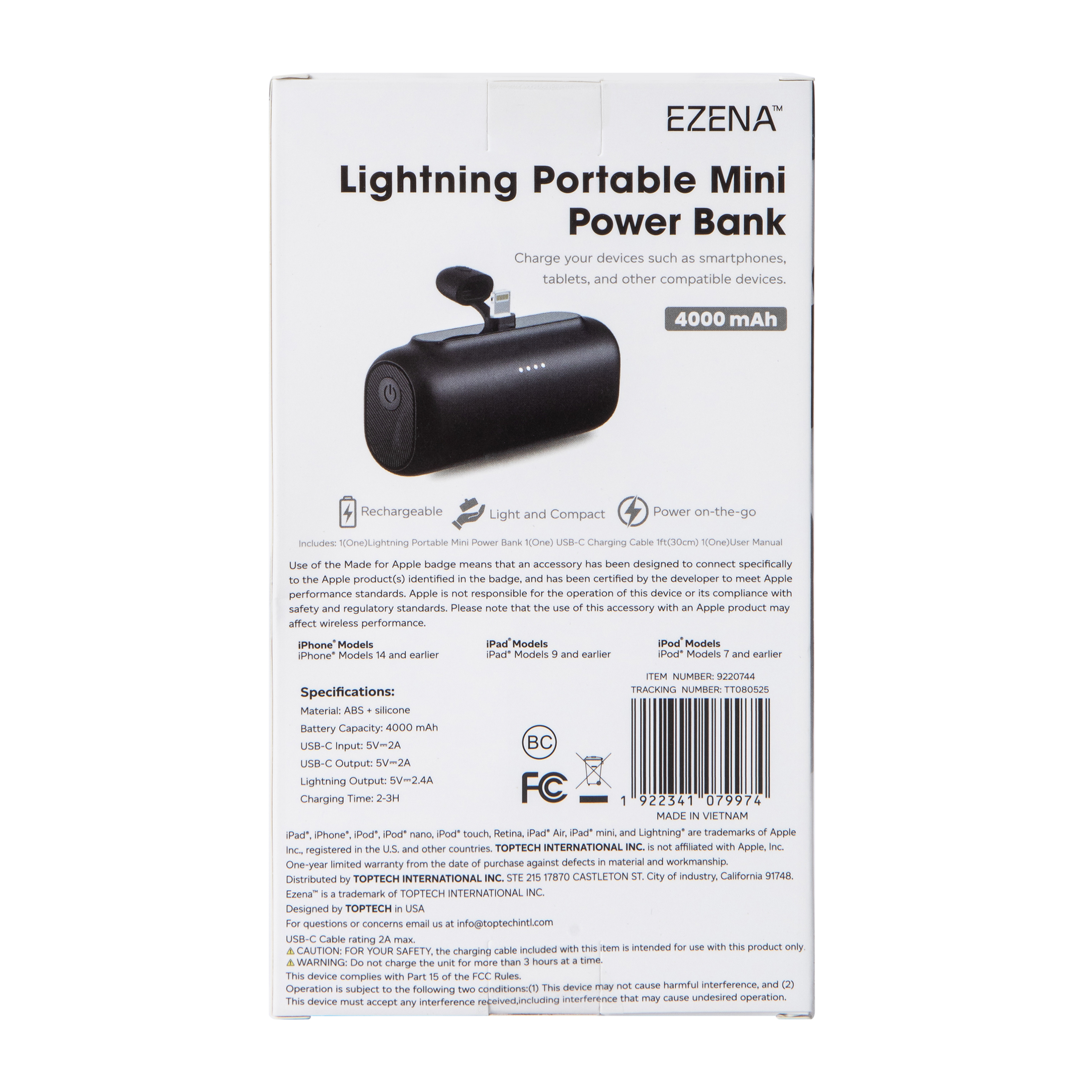 Lightning Portable Mini Power Bank 4000mAh