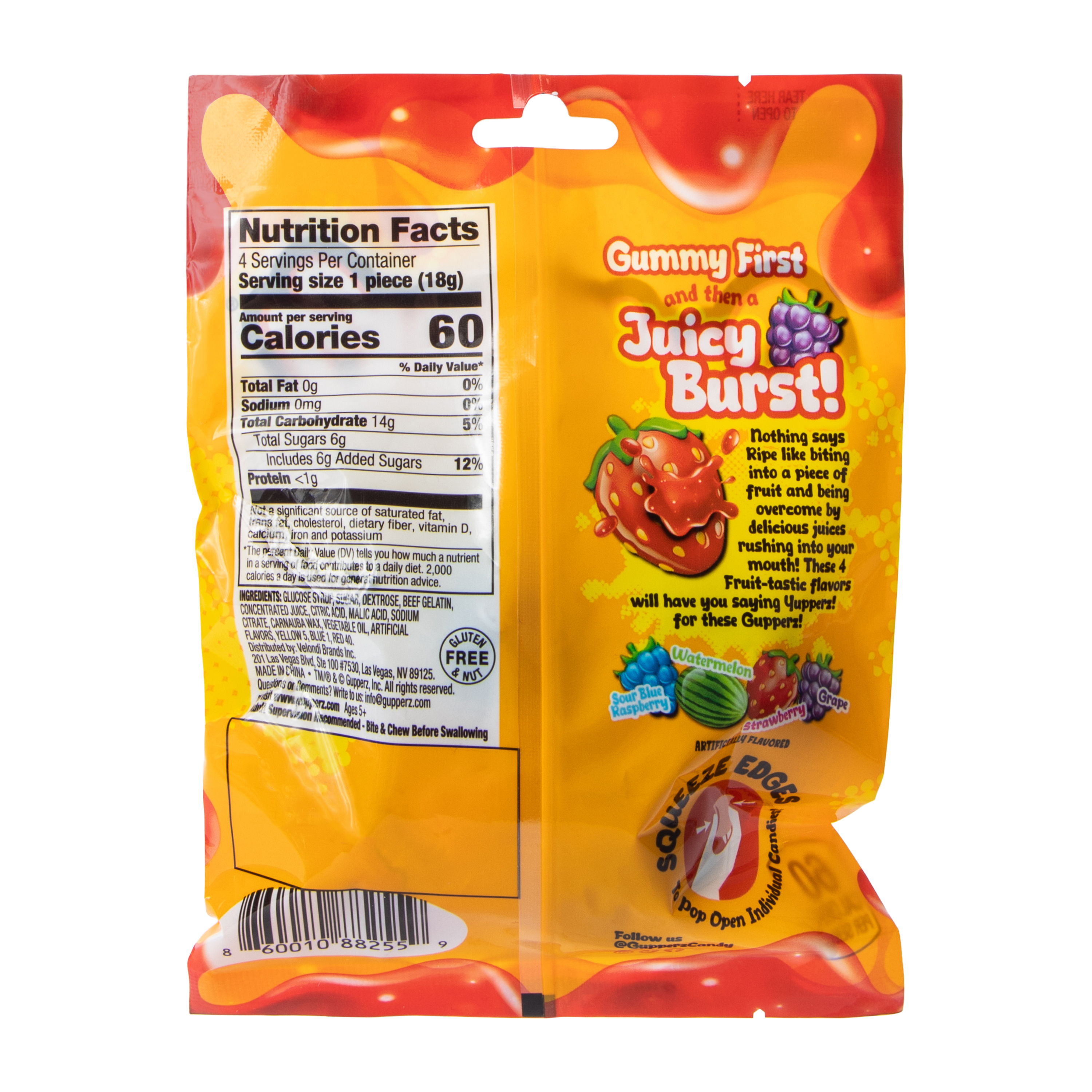 Gupperz® Ripe Fruit Rush Gummy Liquid Filled Popperz 2.54oz