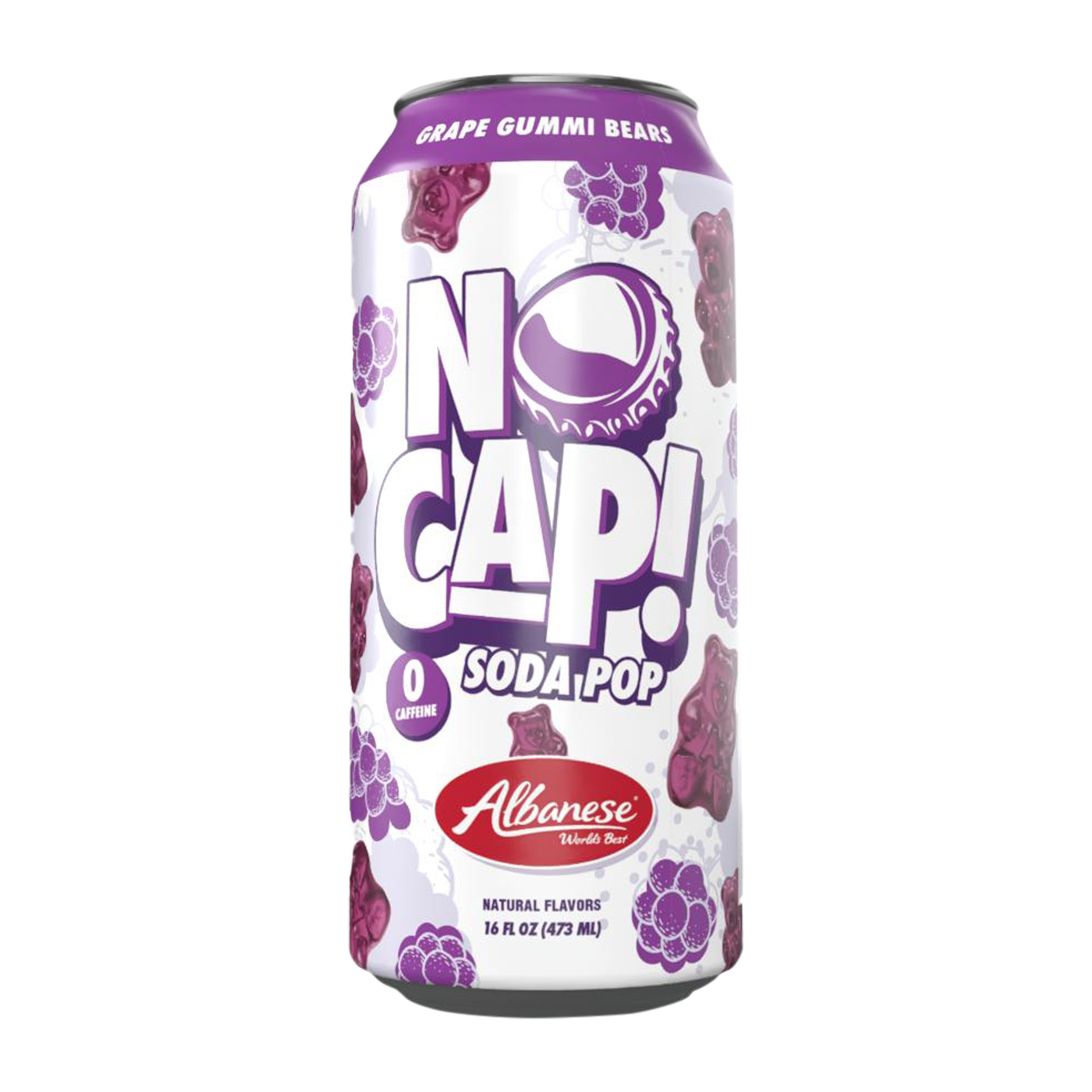No Cap! Grape Gummi Bears Soda Pop 16oz